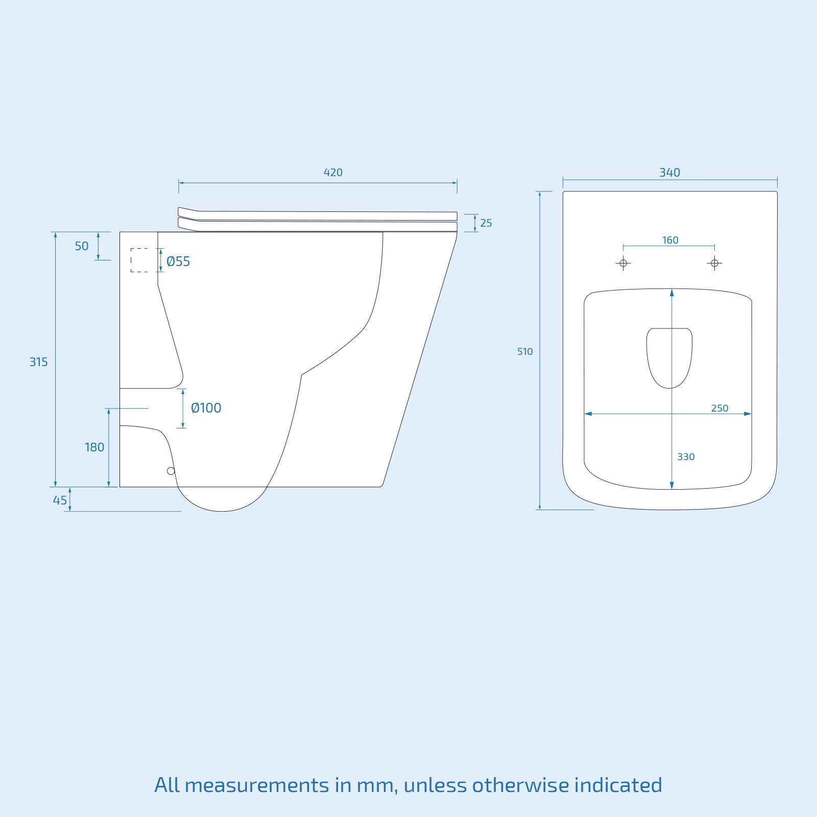 Black Rimless Square Toilet, Cistern Frame & Square Button Flush Plate