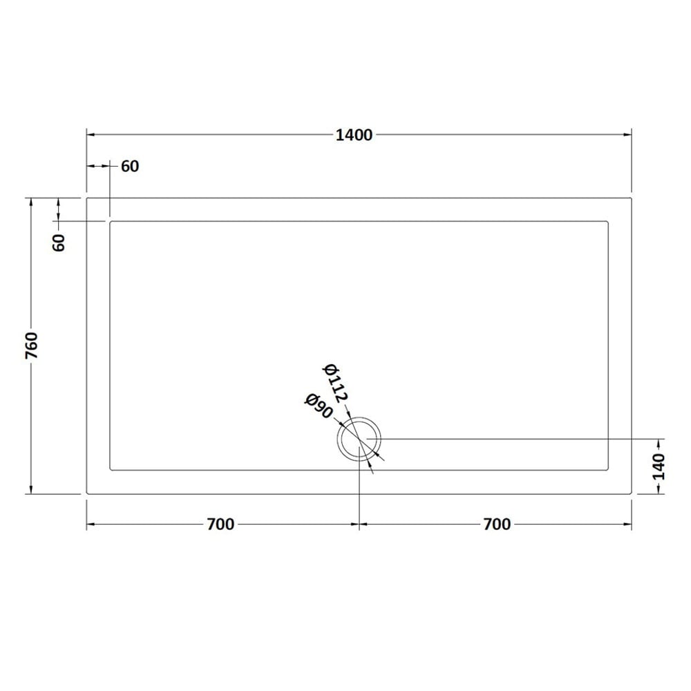 Harper square/rectangle shower tray slate grey 1400 × 760 mm image # Options_1400 x 760 mm
