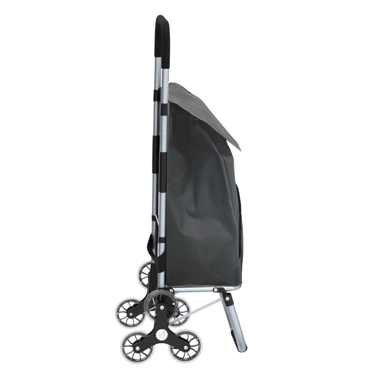 Grey Aluminium Lightweight Shopping Grocery Trolley with Stair Climbing Wheels