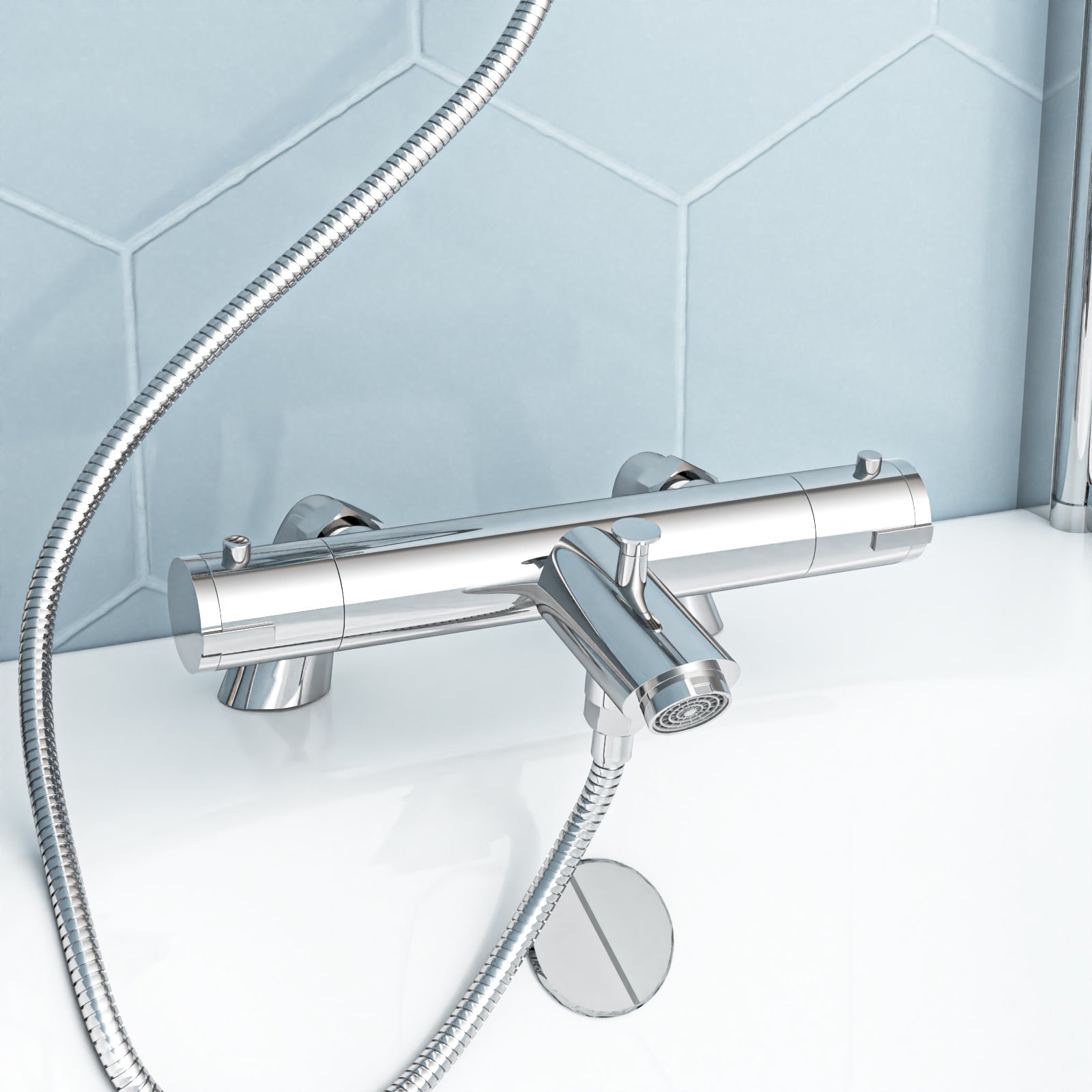 Chrome Exposed Bath Shower Mixer Tap Kit Set
