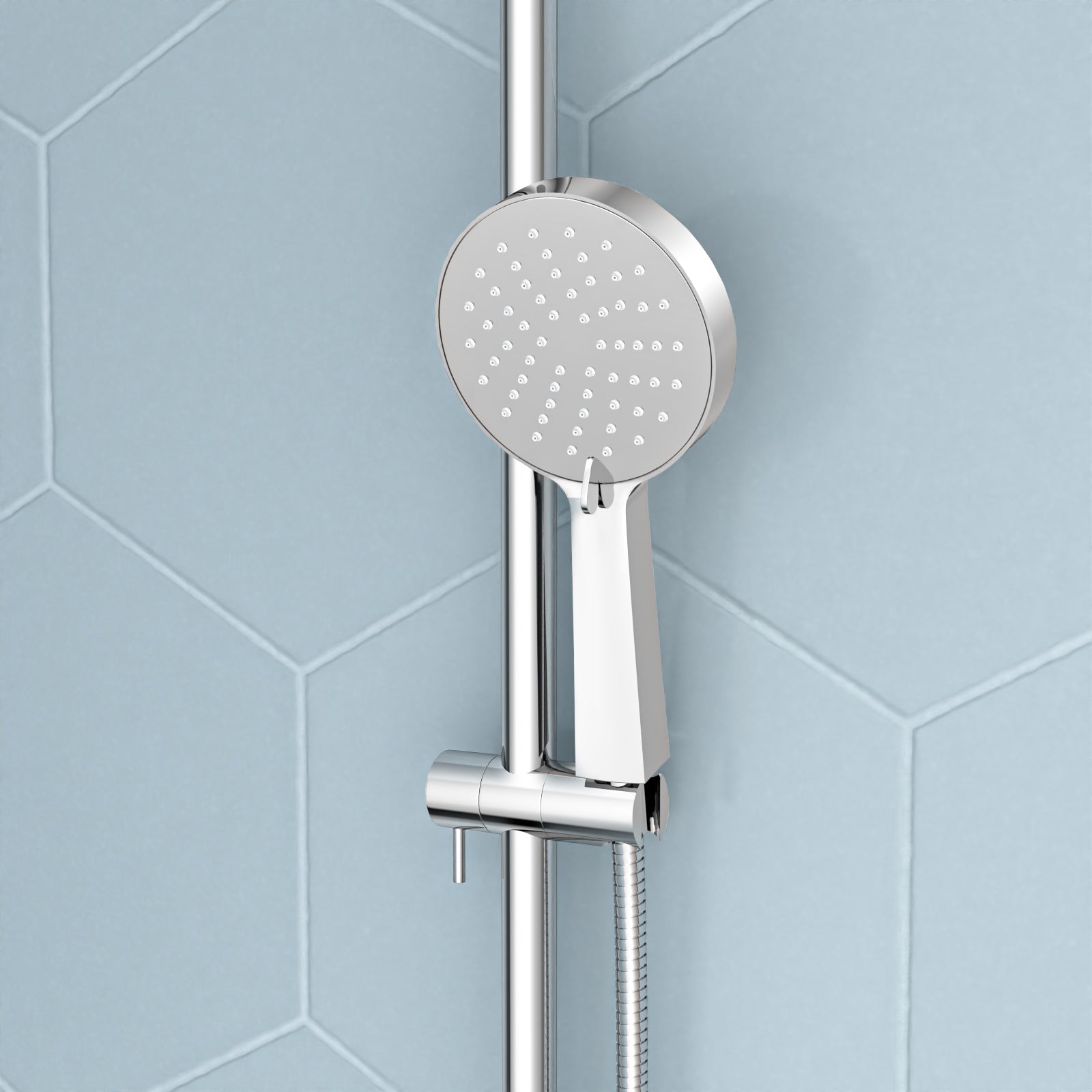 Chrome Modern Exposed Bath Shower Mixer Tap Kit Set & Handheld Shower