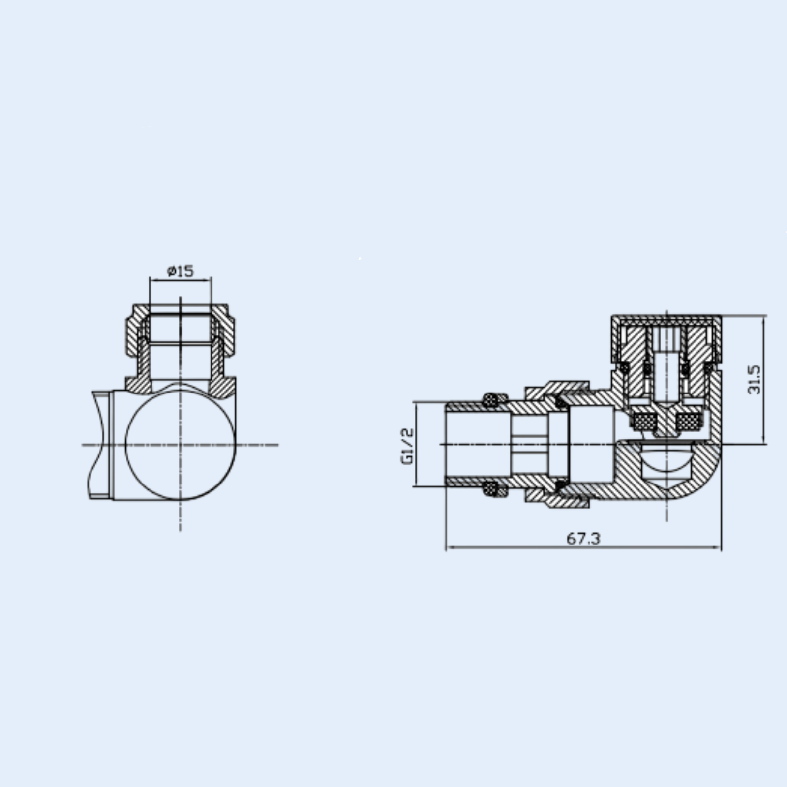 Kartell Corner Valve 15mm Anthracite Radiator Valve - CRNV-ANTH