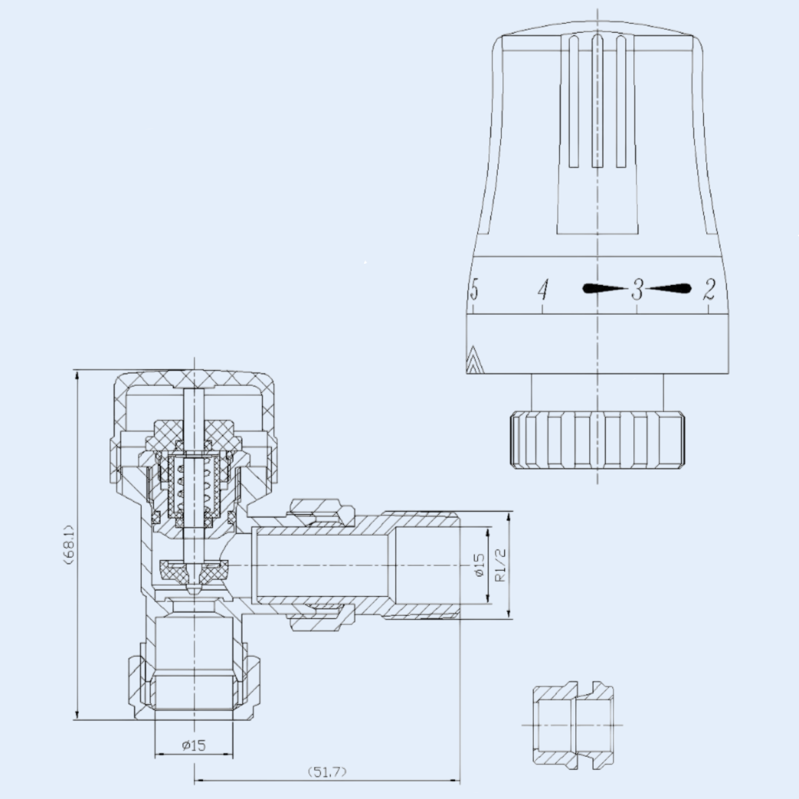 Kartell Style Angled Thermostatic Radiator Valve Chrome Radiator Valve - TRVSA