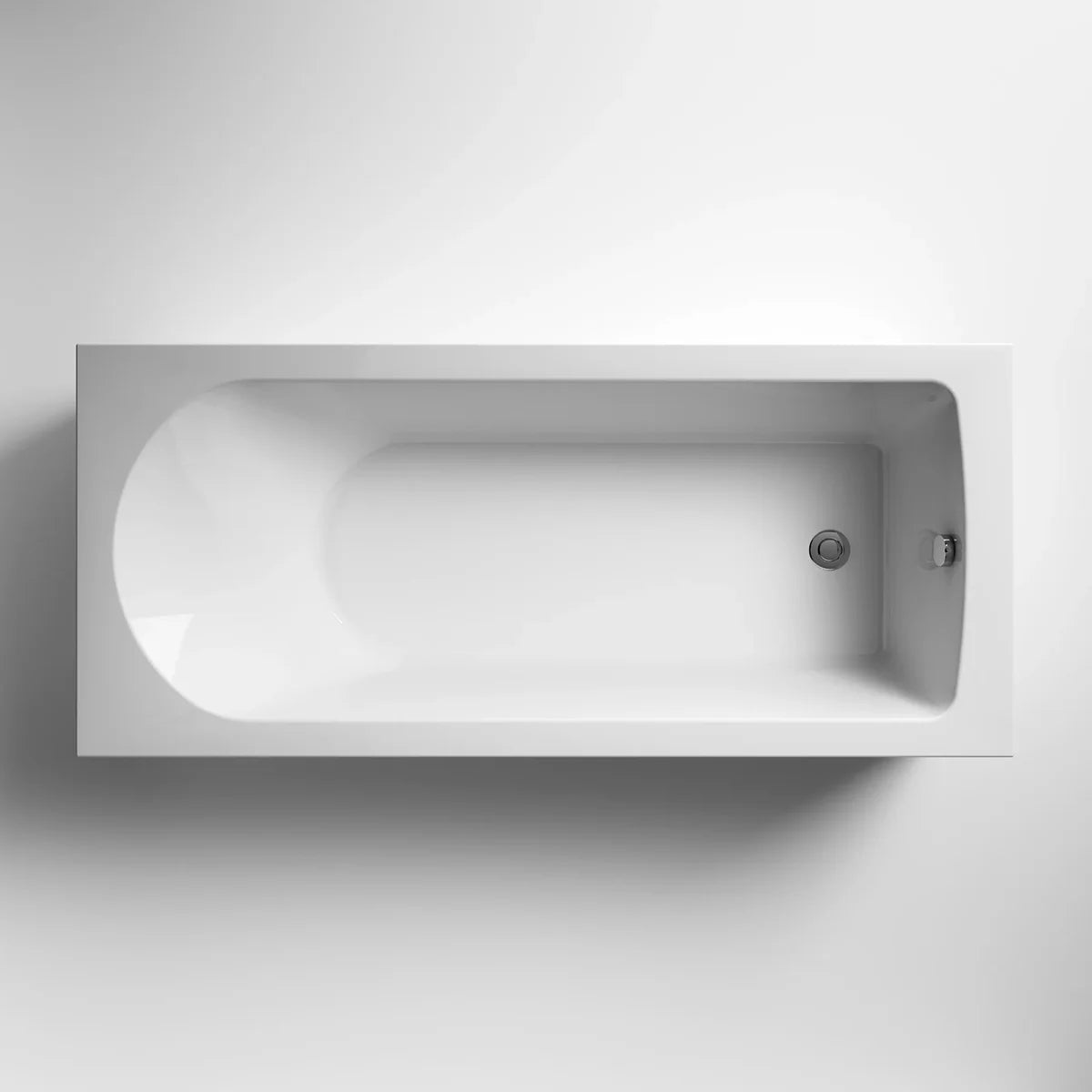 1600 x 700mm White Round Single Ended Bath with Bath Leg