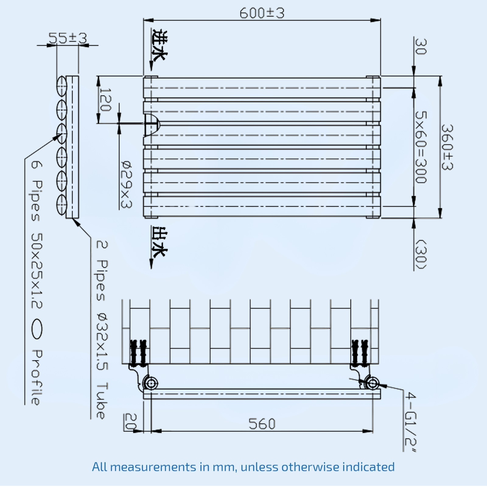 Kartell Aspen Single 370mm H x 600mm W White Horizontal Designer Radiator - ASP60-37SW