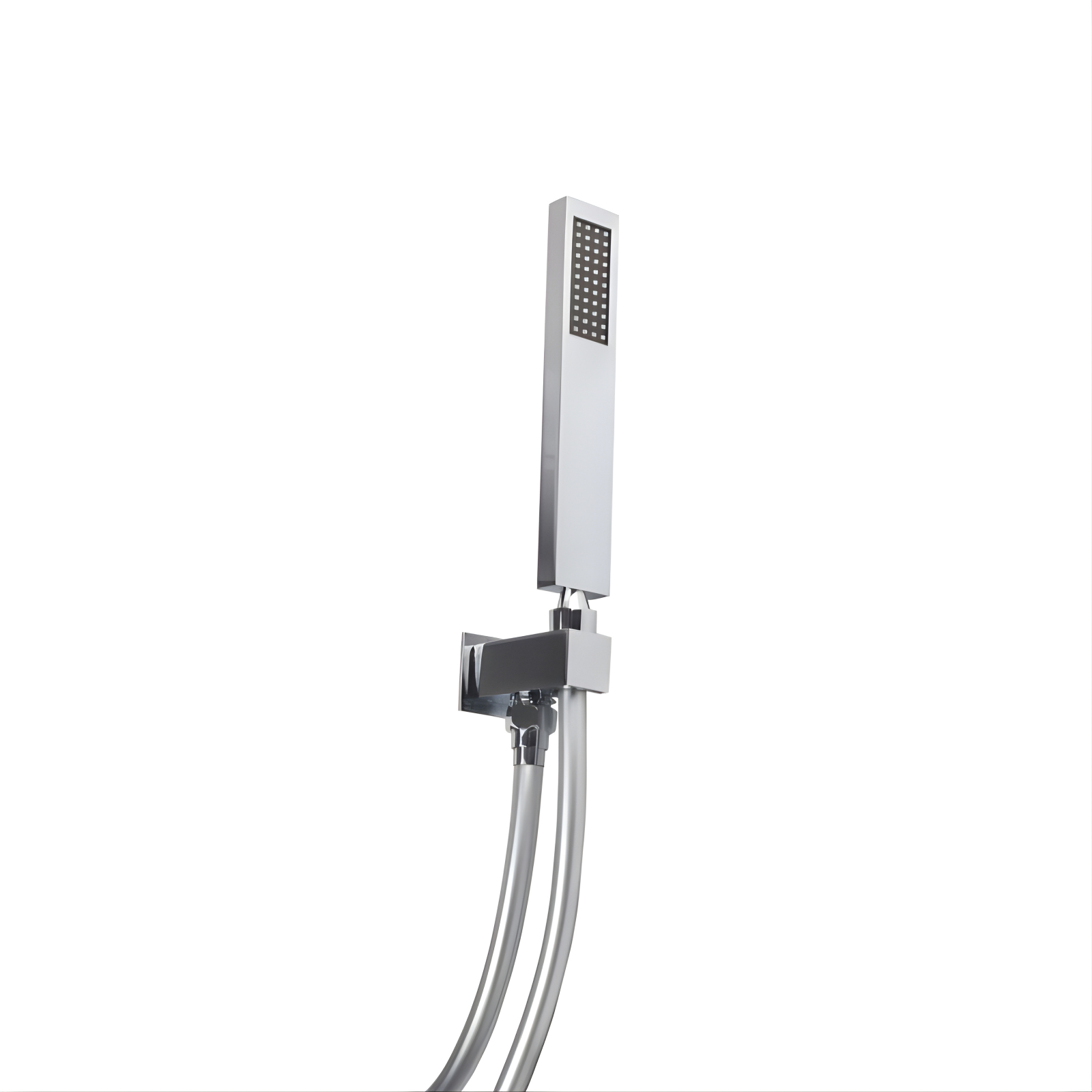 Minimalist Square Chrome Shower Handset Kit with Handset, Wall Outlet & Holder and 1.5m PVC Hose