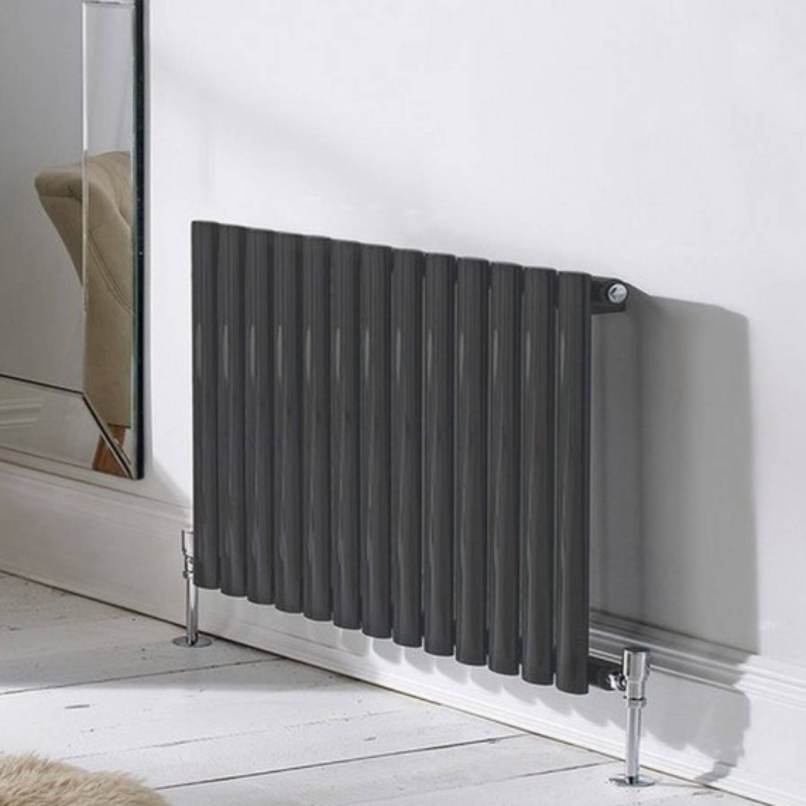 Kartell Aspen Double 600mm H x 1450mm W Anthracite Horizontal Double Designer Radiator - ASP60-145DA