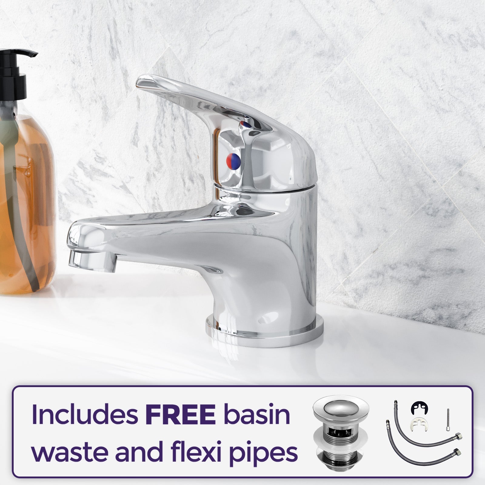 Dame Basin Mono Mixer Tap & Slotted Waste Chrome