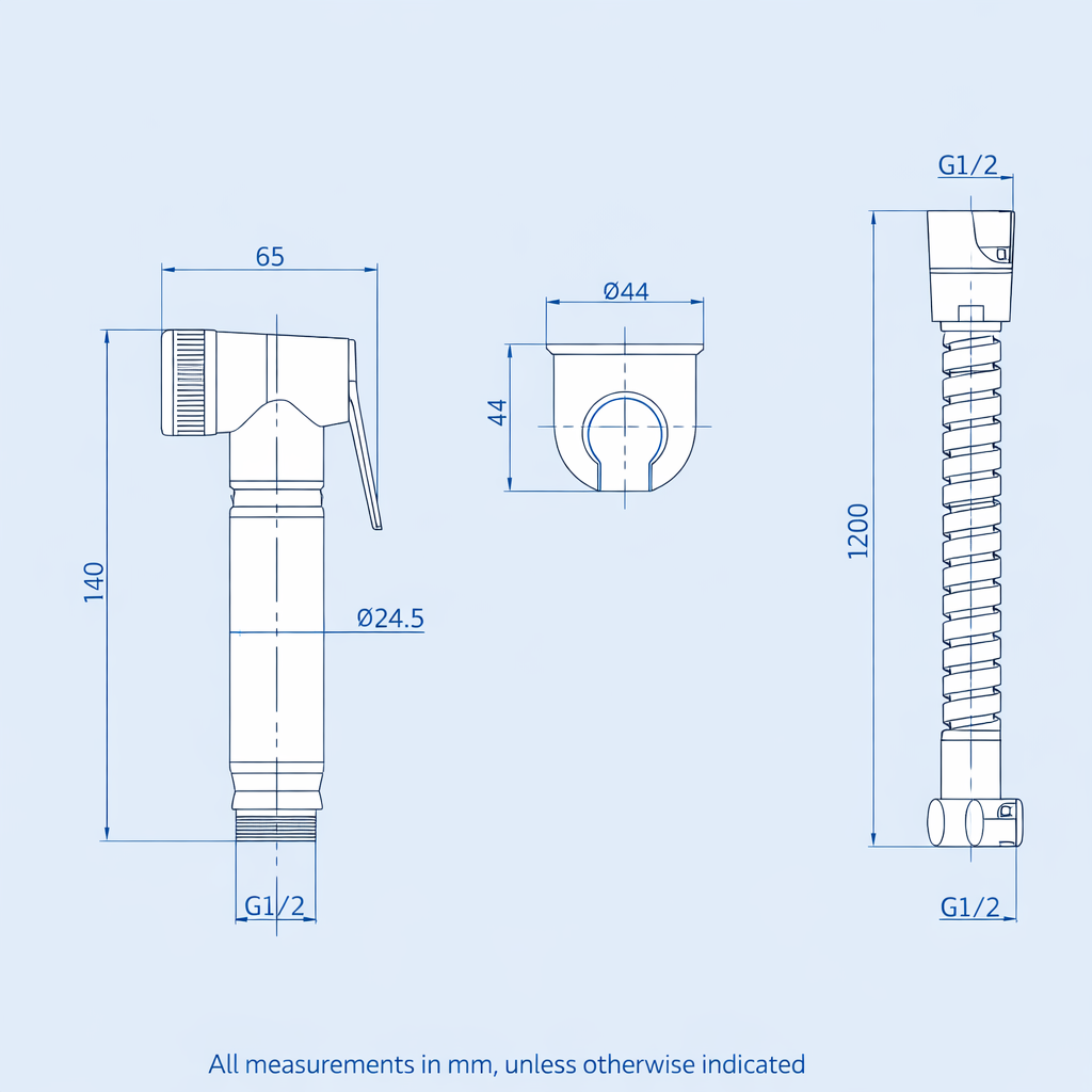 EVA Chrome Shattaf Bidet Spray Kit with Mini Thermostatic Bar Valve – Muslim Douche Spray