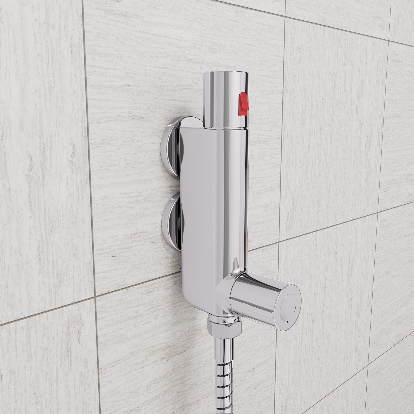 Rosa Modern Chrome Thermostatic Bar Mixer Shower Valve Round 1/2" Top Outlet