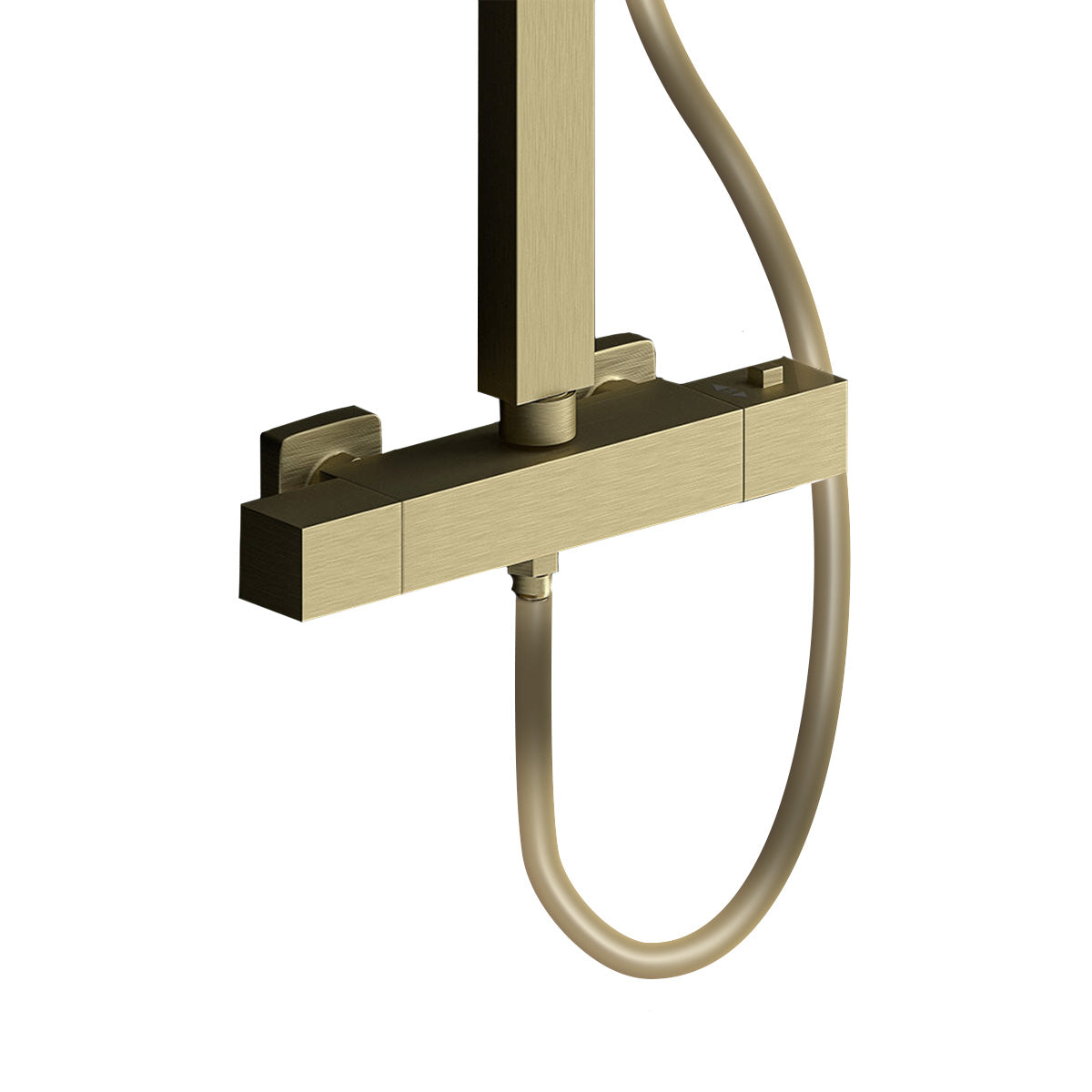Frode Brushed Gold Thermostatic Shower Mixer Set Square Twin Head Exposed Valve