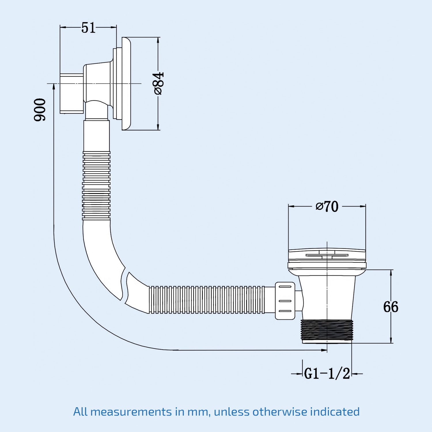Brushed Brass Click Clack Bath Sprung Waste and Overflow