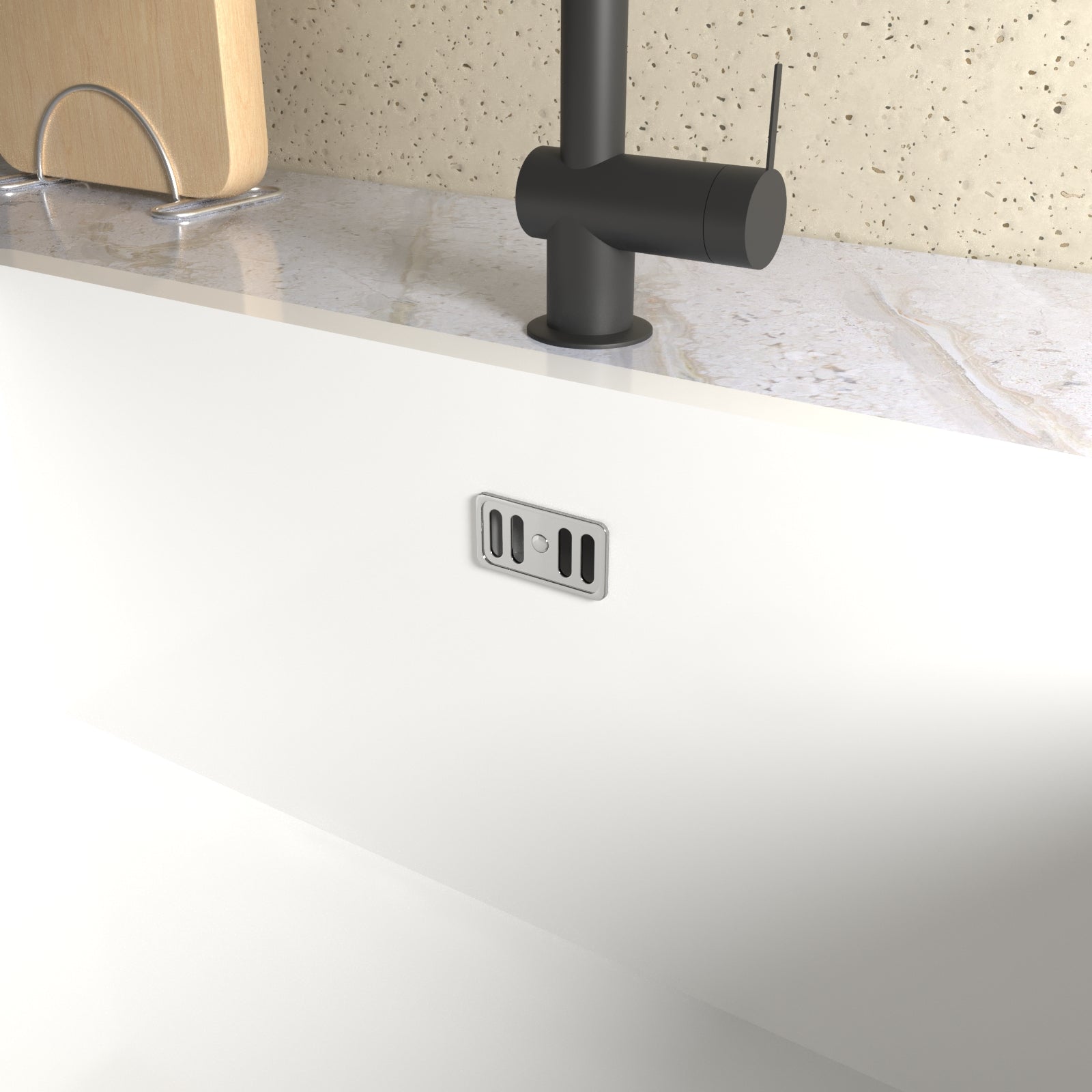 Chrome Bathroom / Kitchen Basin Sink Decorative Overflow Cover Plate And Bolt