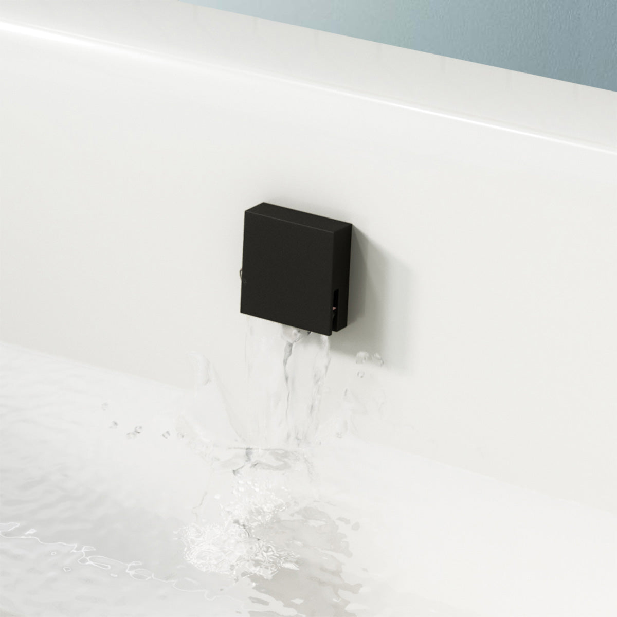 Black Bath Filler with Sprung Waste & Overflow - Square