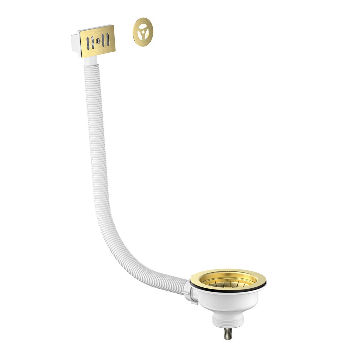 Brushed Brass Kitchen Basin Waste with Overflow