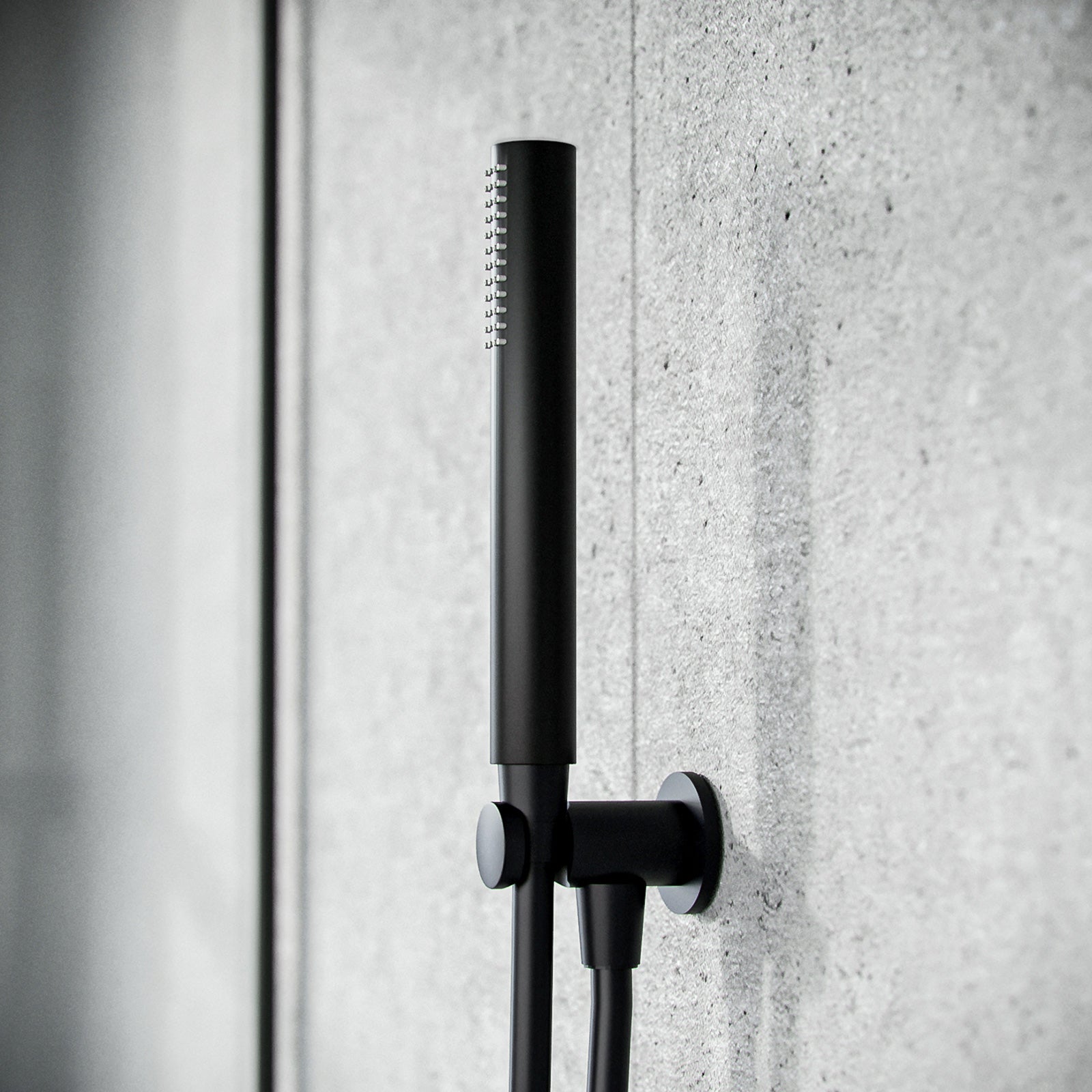 Temel Round Black Matt Rainfall Shower Head and Hand Held Thermostatic Control