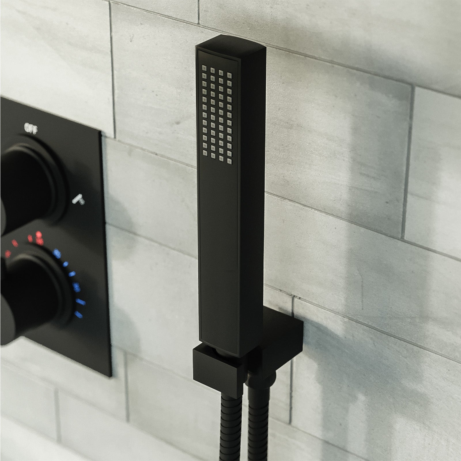 Ultra Stylish Hand Held Shower Bracket Holder Wall Kit Matte Black