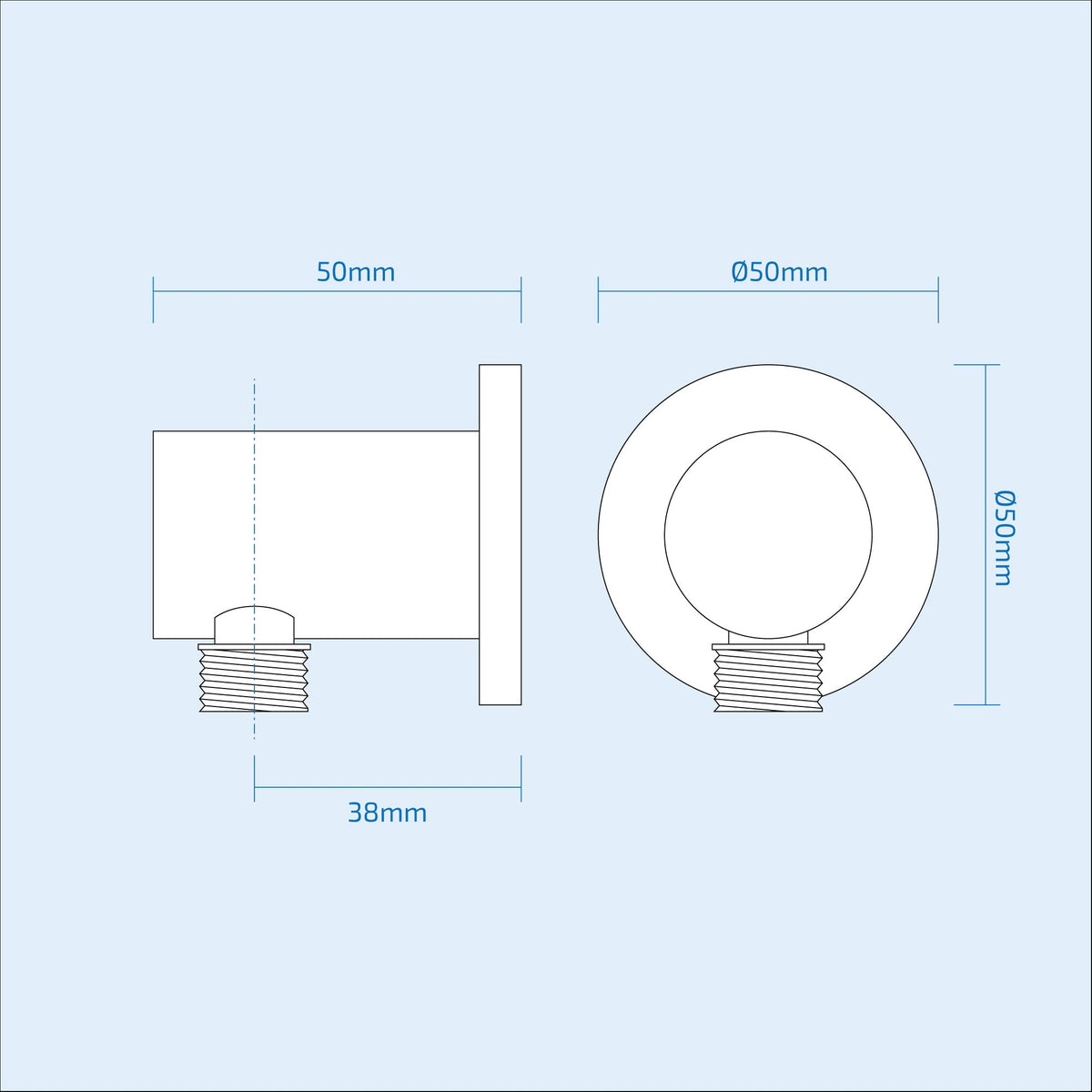 Round Chrome Concealed Shower Mixer Valve, Slider Rail Kit with Handset & Elbow