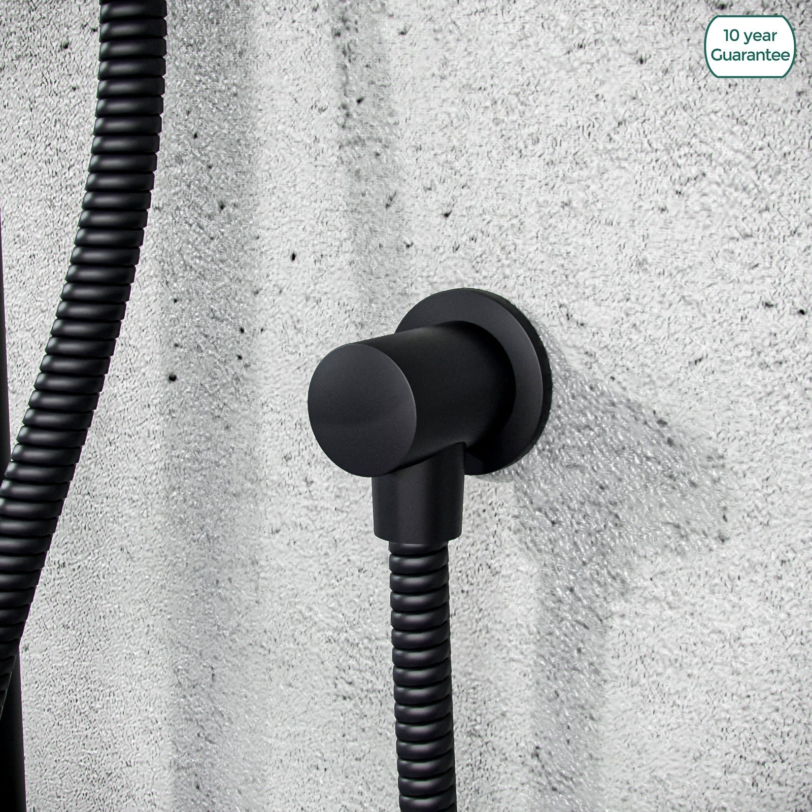 Round Matte Black Wall Mounted Outlet Elbow Shower Hose Concealed Connector Kit