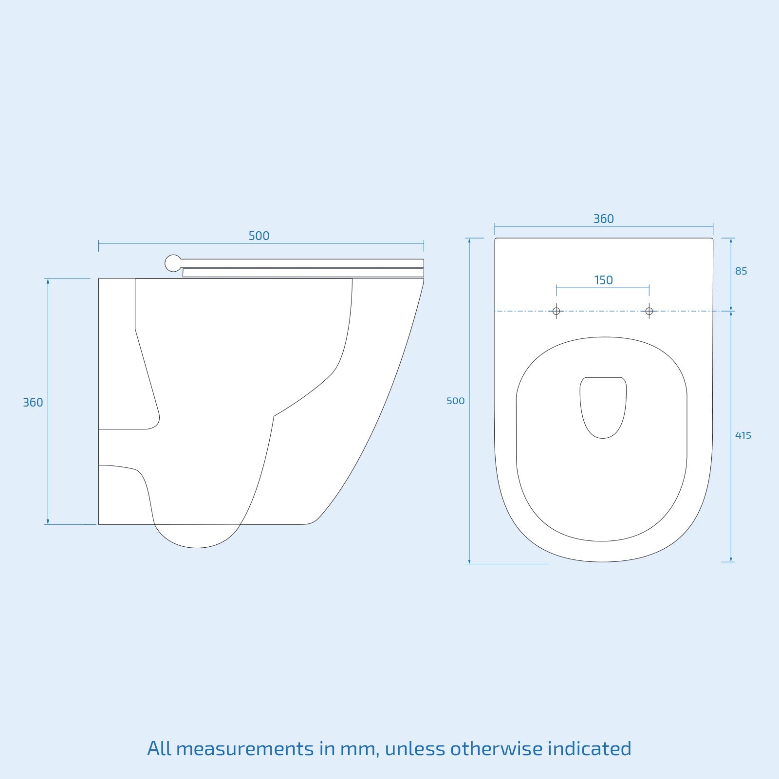 Wall Hung Rimless Toilet White, Cistern Frame Matte Chrome Button