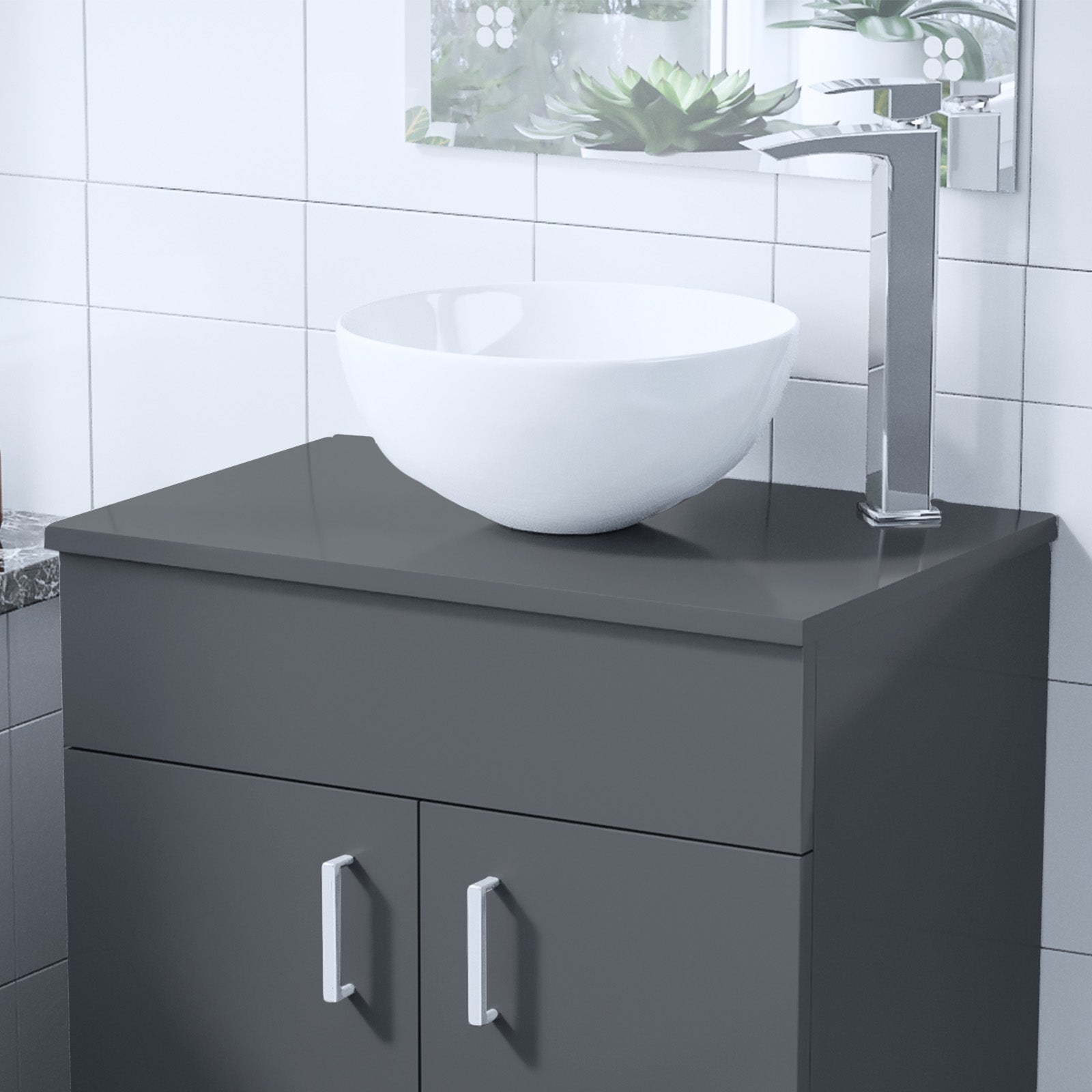 Napton 505mm Anthracite MDF Bathroom Worktop For Vanity Cabinet