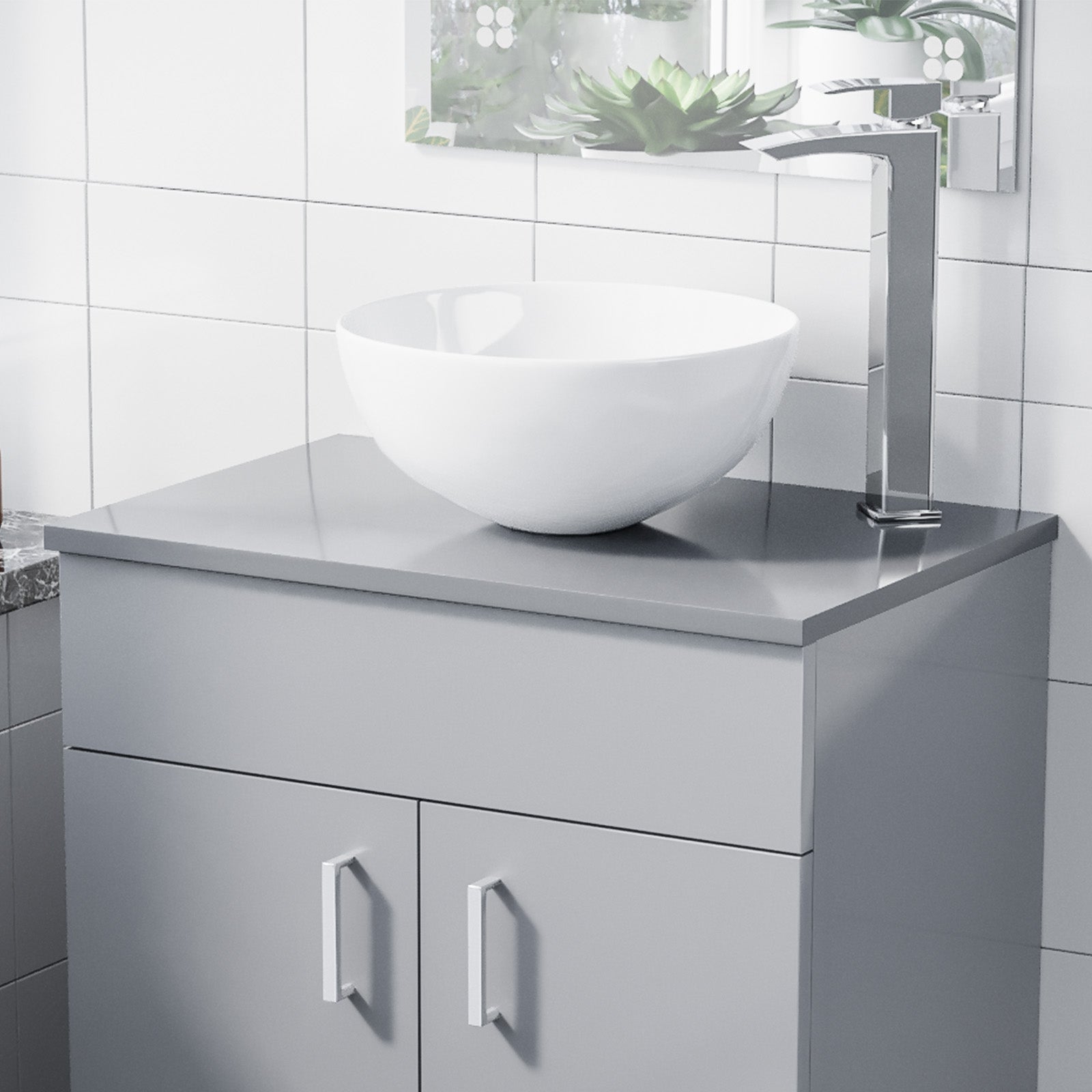 Napton 505mm Grey MDF Bathroom Worktop For Vanity Cabinet