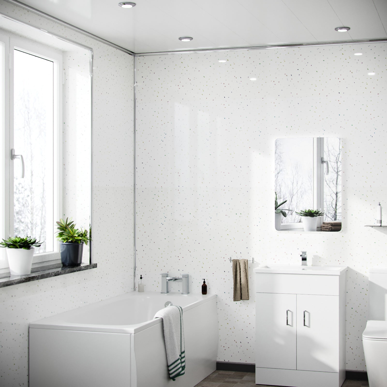 White Galaxy Gloss PVC Ceiling Panel/Shower Wall Panel 250mm X 2700mm X 5mm (Pack Of 4)