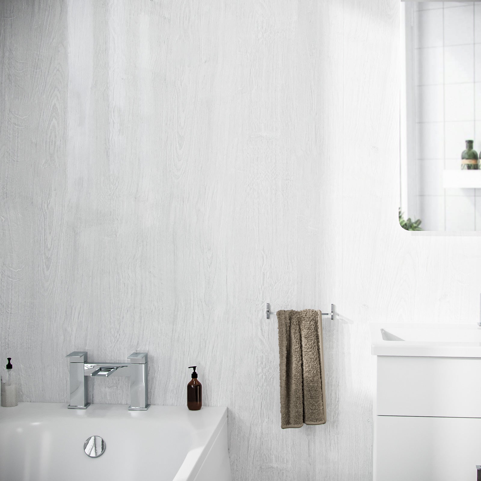 PVC Ceiling Panel/Shower Wall Panel White Wood Gloss 250mm X 2700mm X 5mm (Pack Of 4)