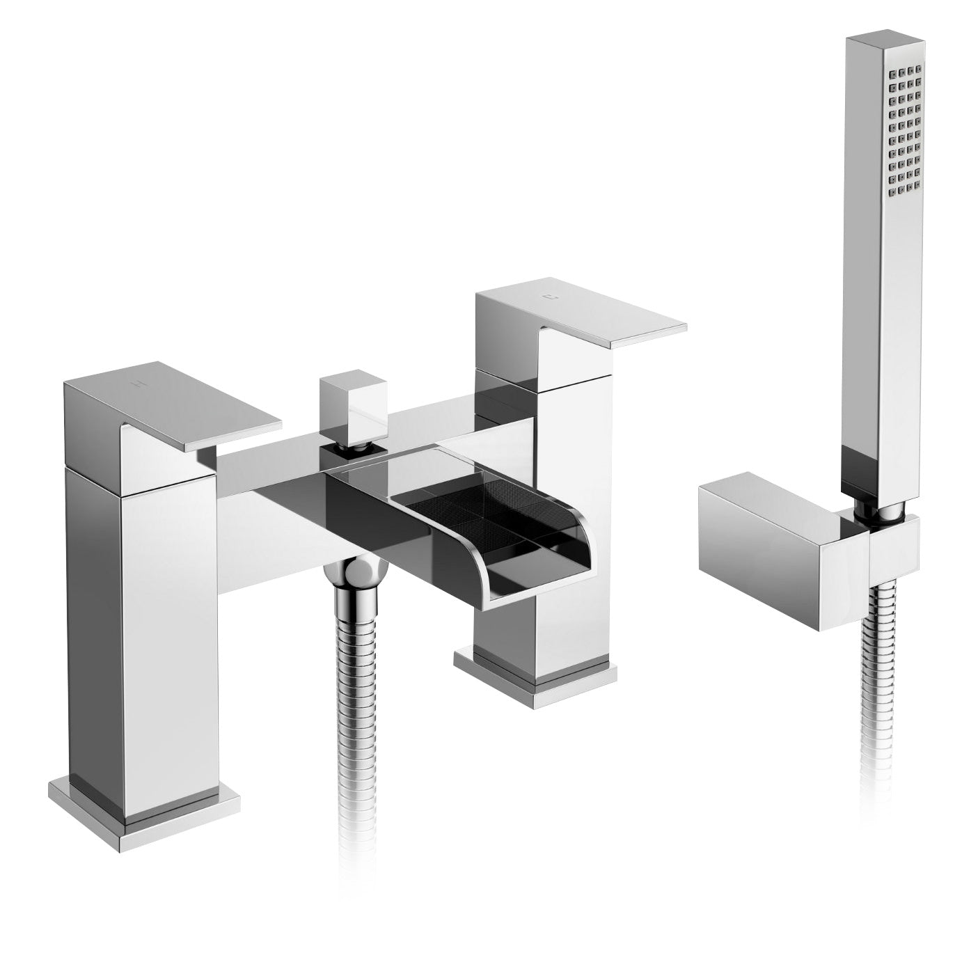 Nanuya L-Shaped Shower Bath with Vanity Unit & Toilet, Taps & Shower