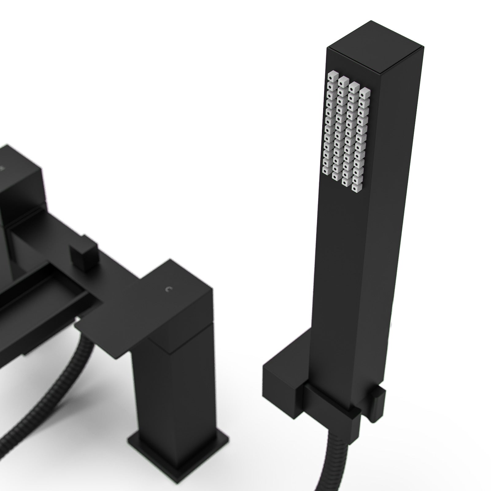 Ozone Contemporary Matte Black Waterfall Bath Shower Mixer Tap With Handset Kit