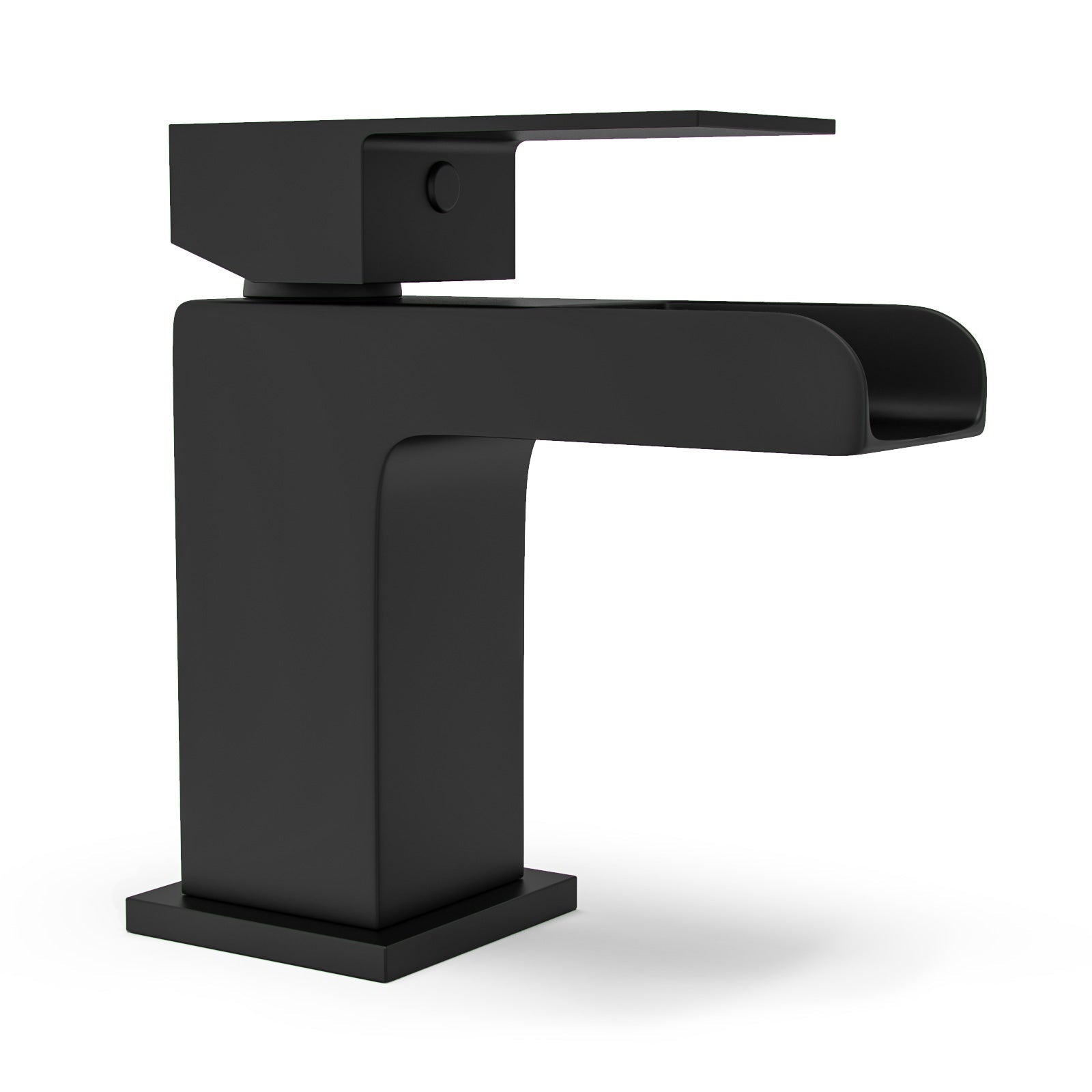 Ozone Modern Matte Black Waterfall Basin Mono Mixer Tap