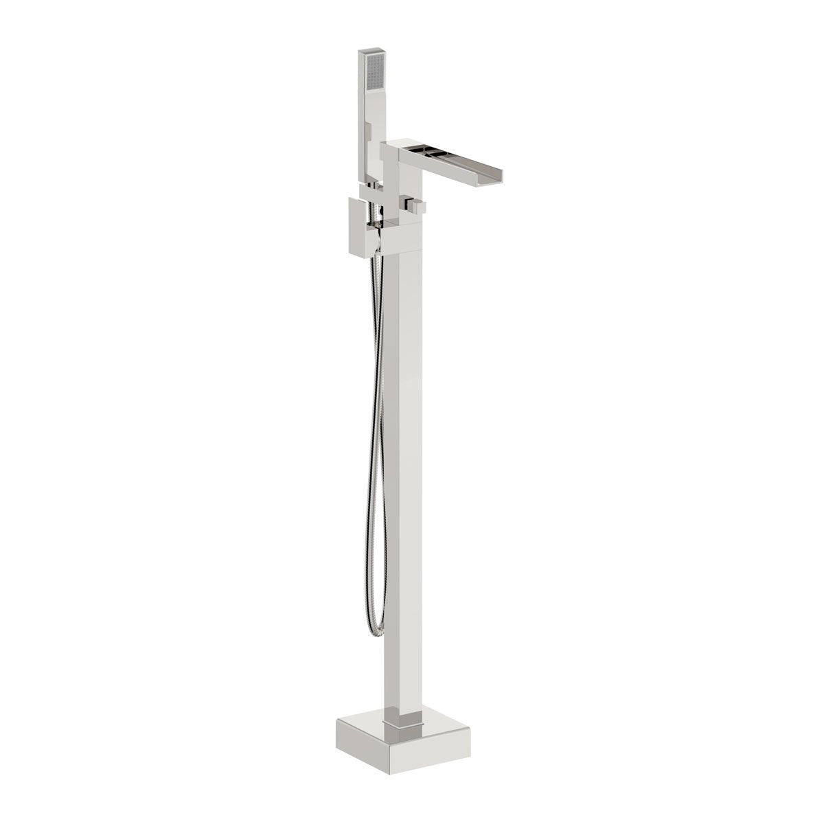 Ozone Chrome Square Freestanding Waterfall Bath Shower Mixer Modern Bathroom