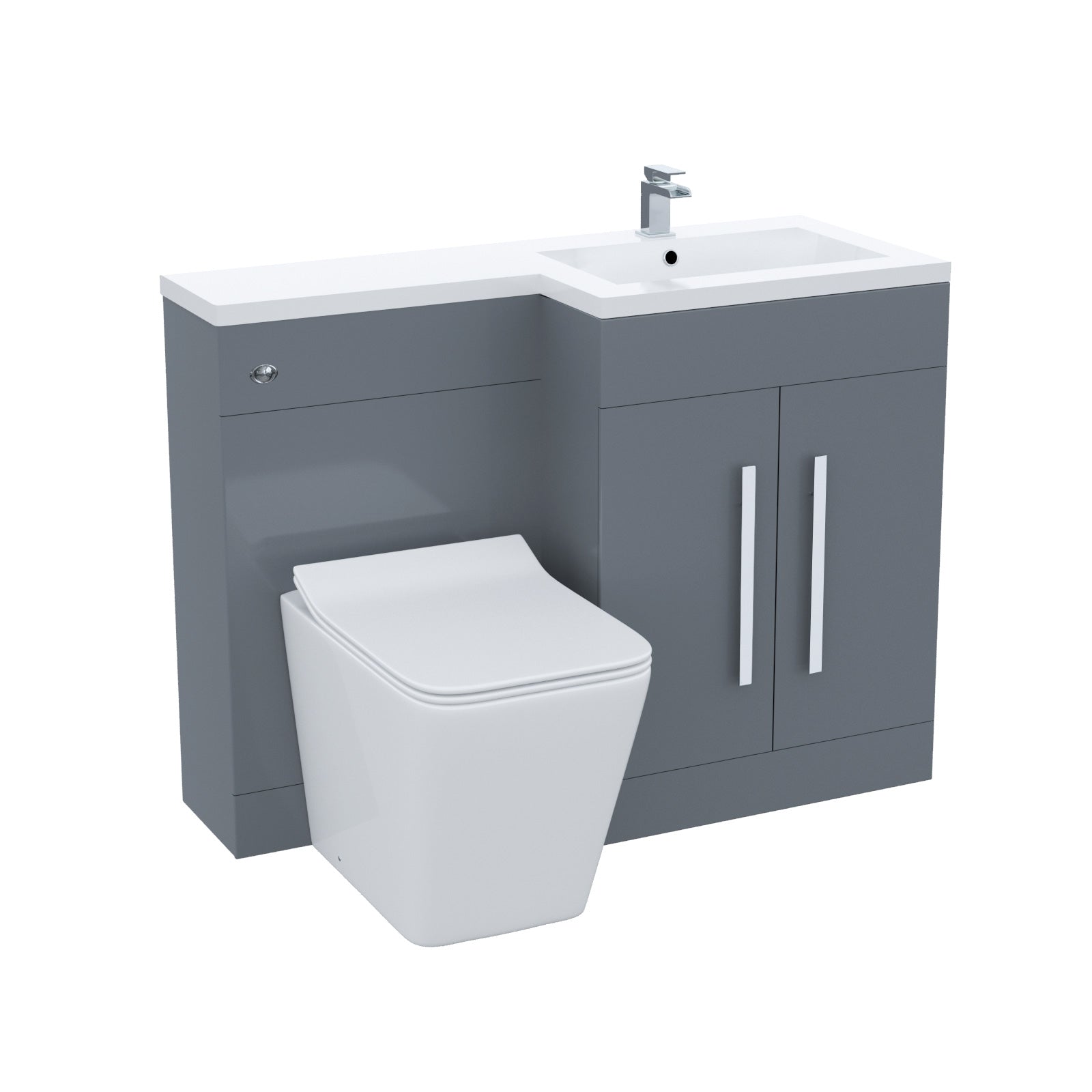 Aric RH 1100mm Vanity Basin Unit, WC Unit & Elora Back To Wall Toilet Grey