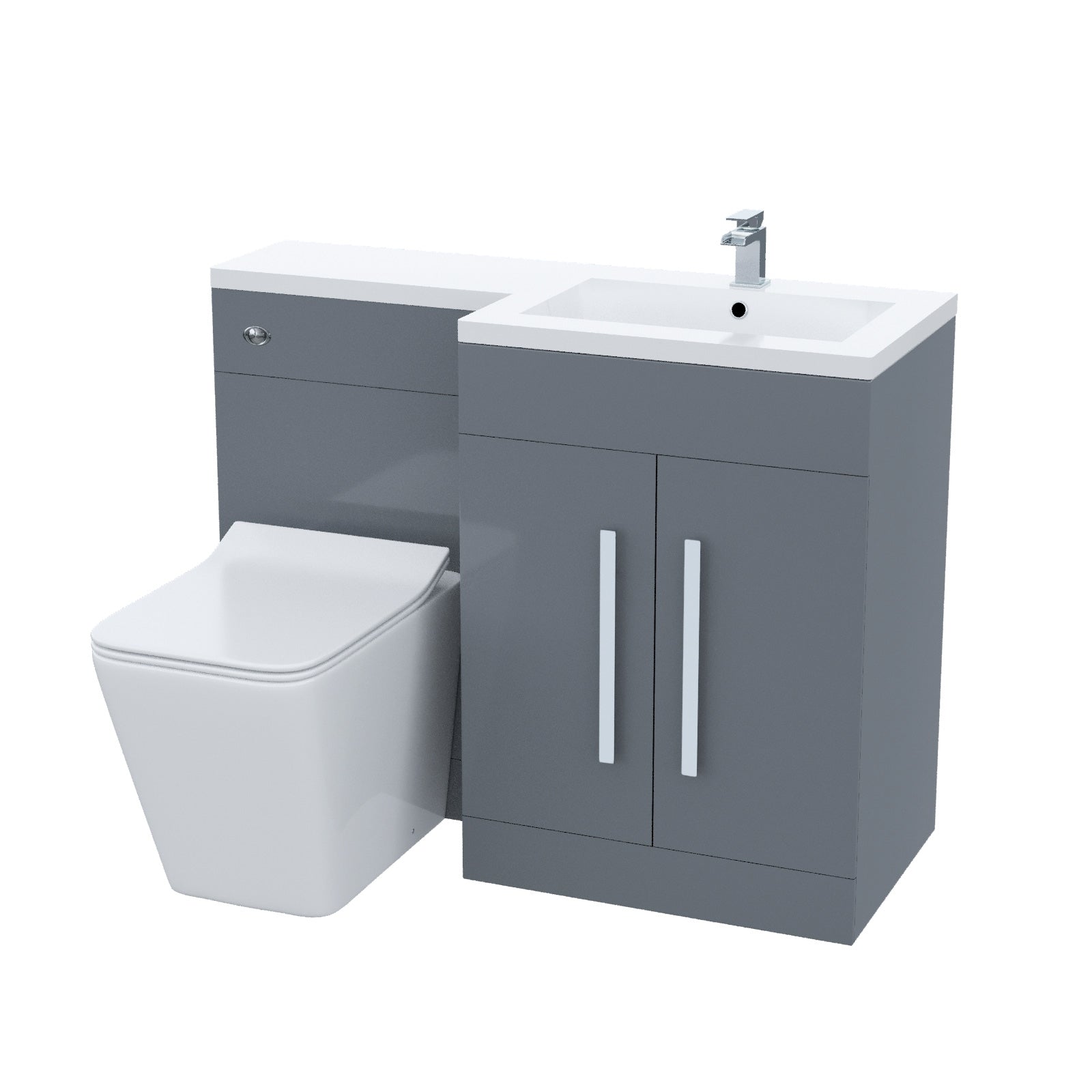 Aric RH 1100mm Vanity Basin Unit, WC Unit & Elora Back To Wall Toilet Grey