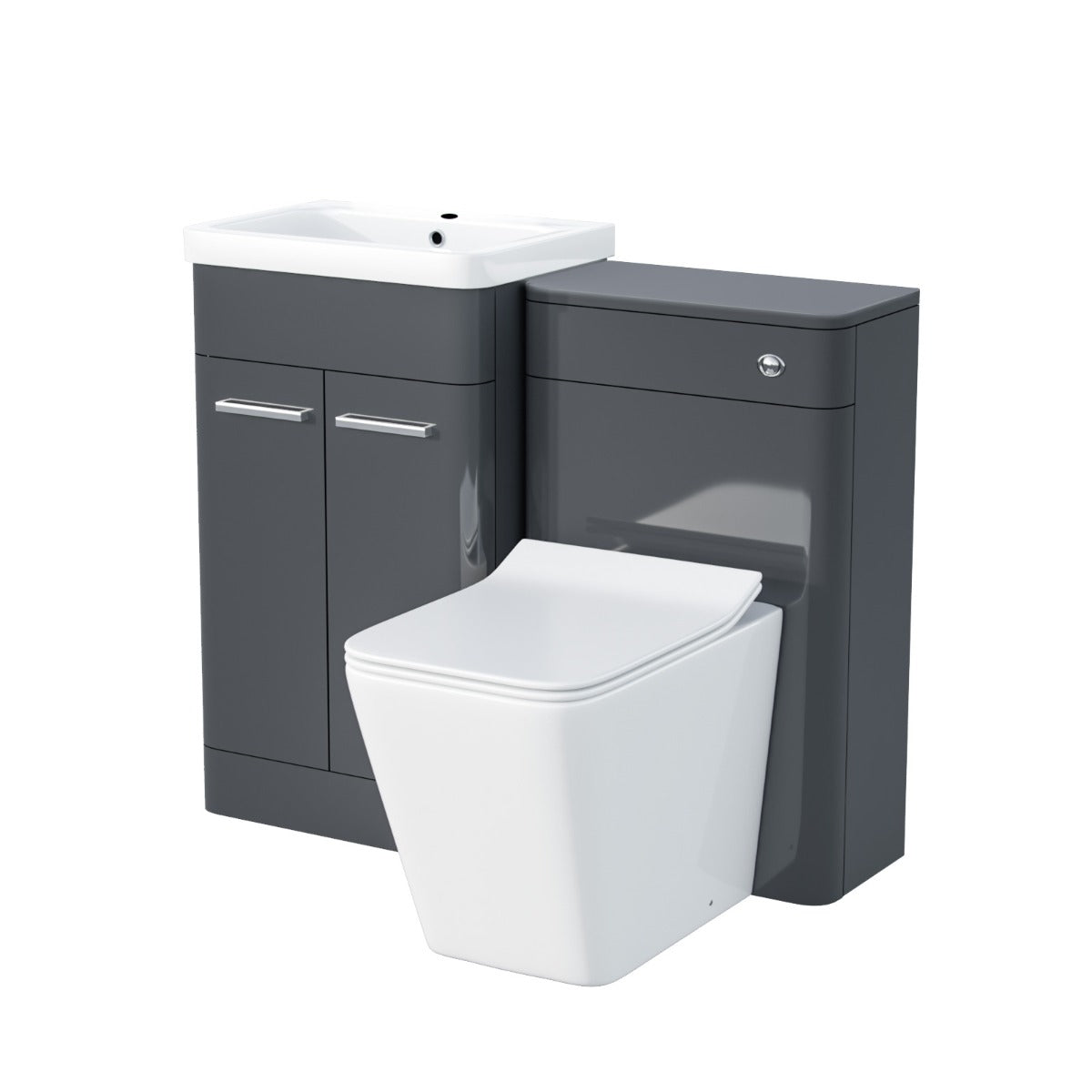 Afern Dark Grey 1000mm Vanity Cabinet with WC Unit And Rimless BTW Toilet