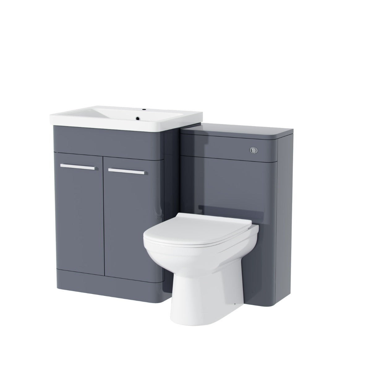 Afern 1100mm Freestanding Basin Vanity Unit, WC Unit & BTW Toilet Steel Grey
