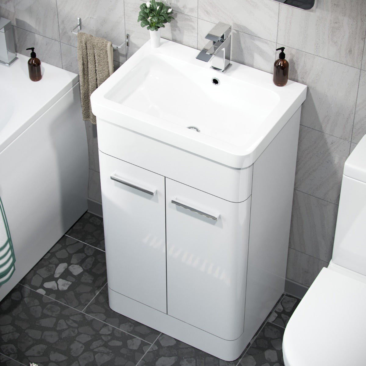 Afern 500mm Basin Vanity Unit & Close Coupled Toilet White
