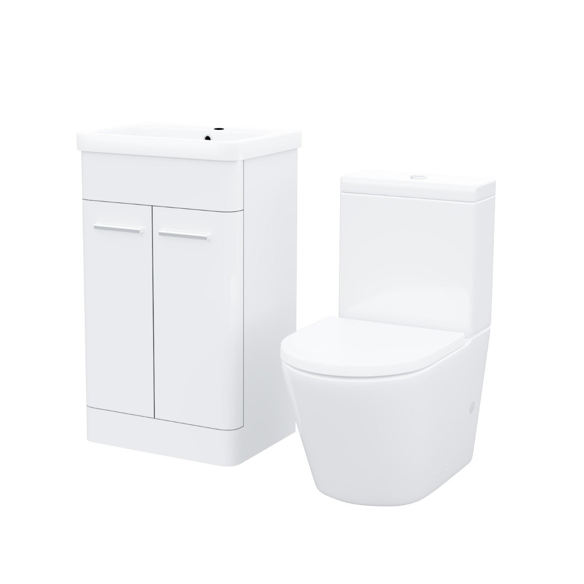 Afern 500mm Basin Vanity Unit & Close Coupled Toilet White