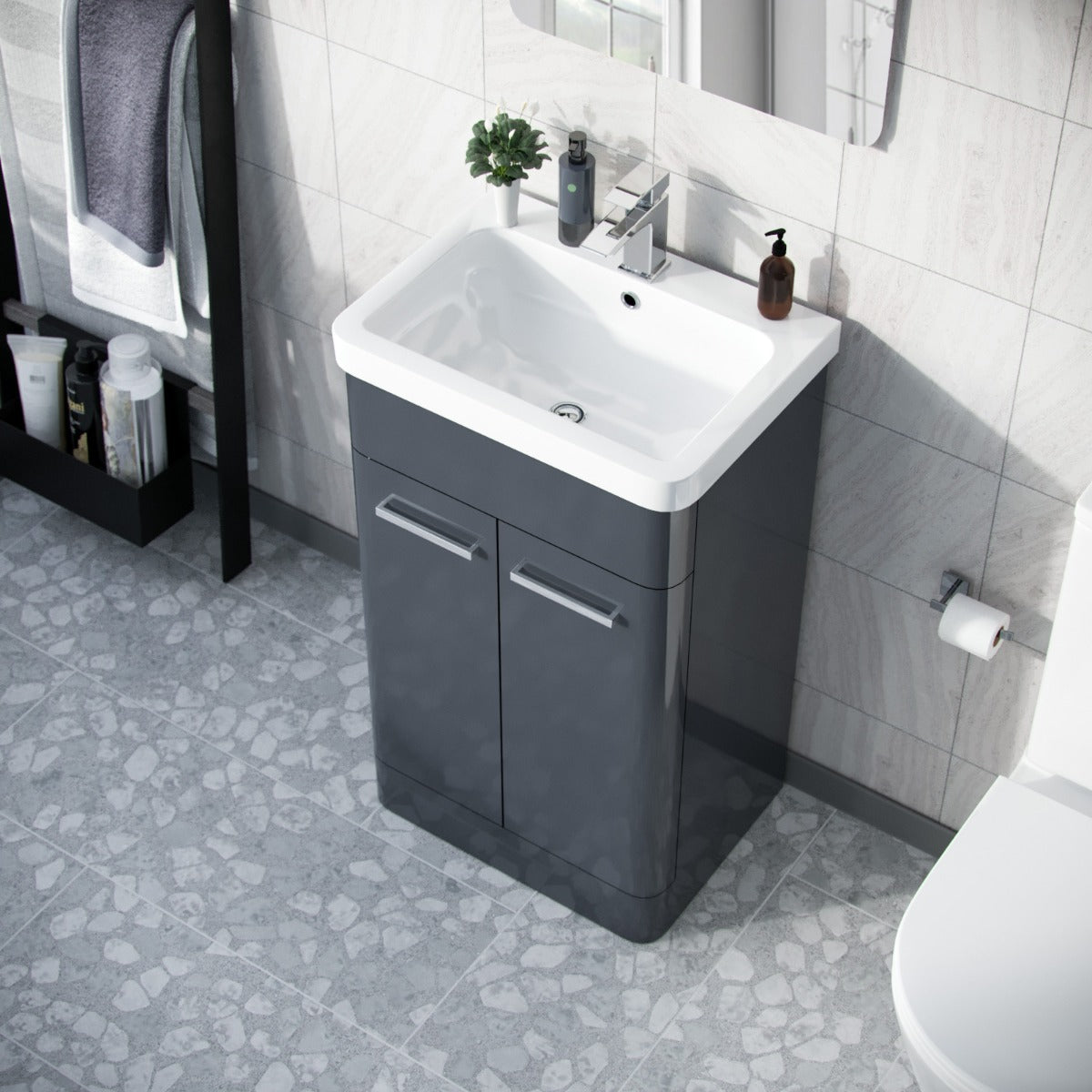 Afern 500mm Vanity Unit Cabinet and Wash Basin Anthracite