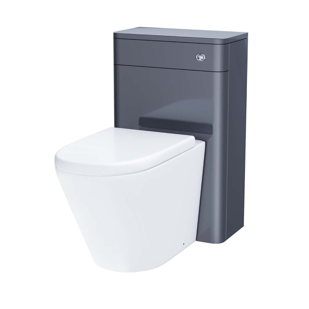 Afern Modern 500mm Grey Back To Wall WC Unit & Rimless Toilet Pan Space Saving