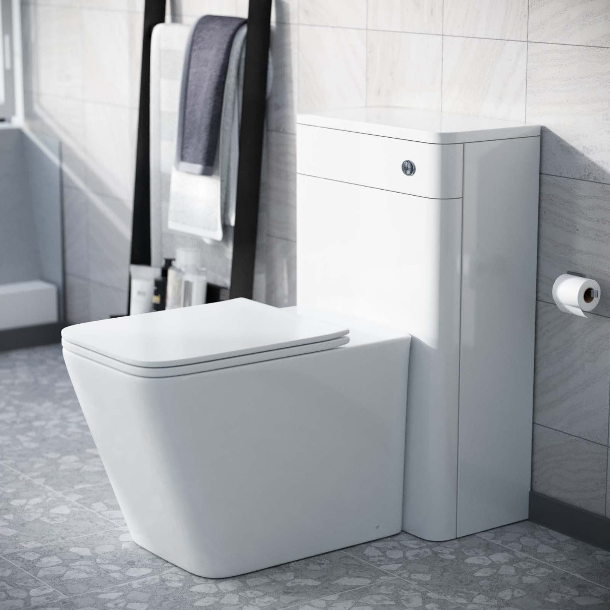 Afern Modern White 500mm Back To Wall WC Toilet Unit Rimless Space Saving