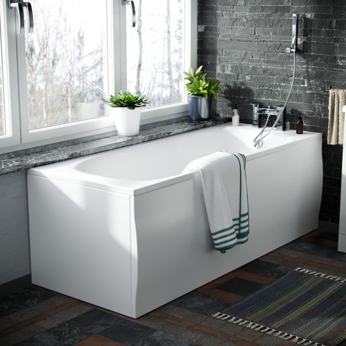 Ellen 1700 Bath Vanity Basin Unit Rimless Close Coupled Bath Mixer & Wastes