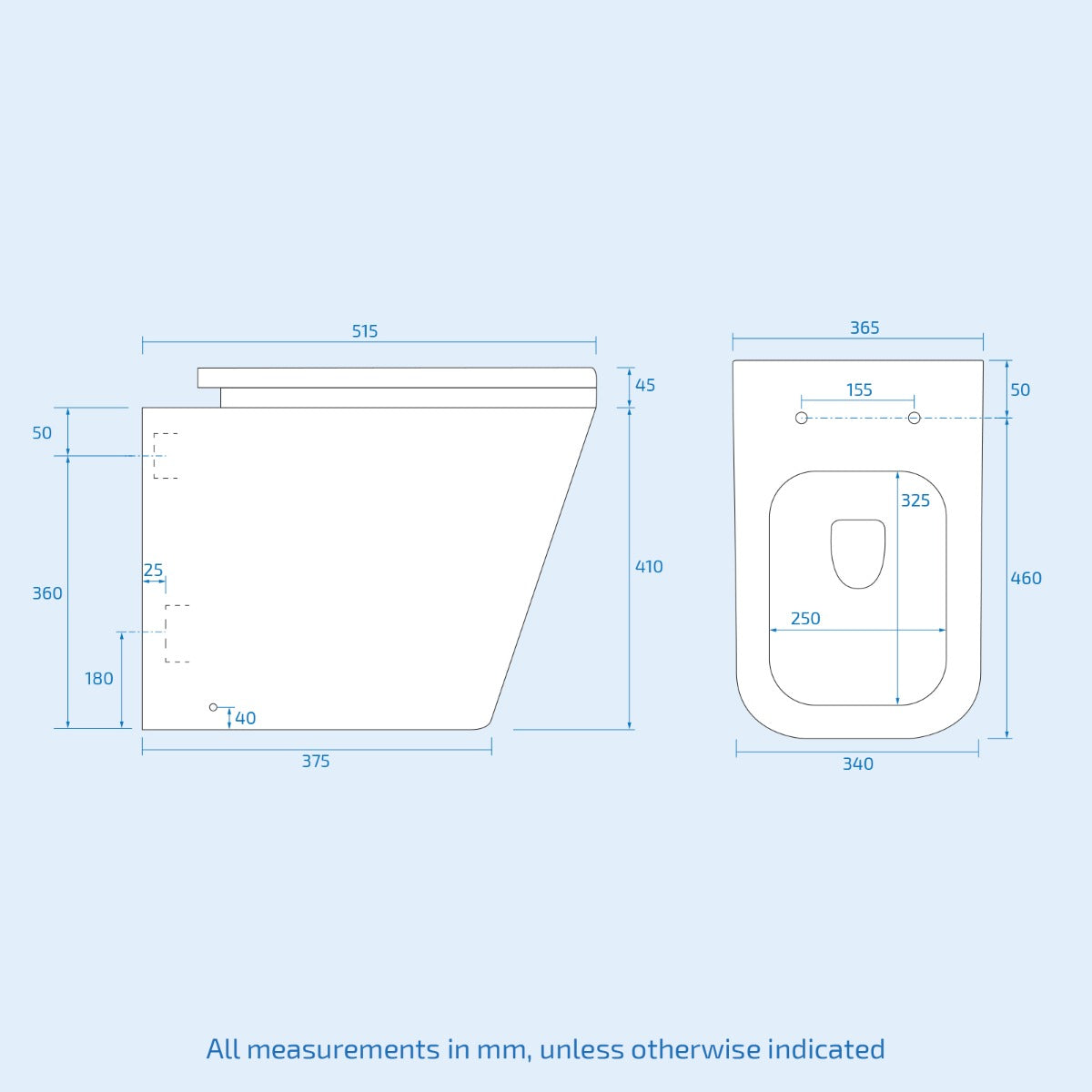 Homin 500mm Cloakroom 2 in 1 Basin WC Unit & Square Back to Wall Toilet White