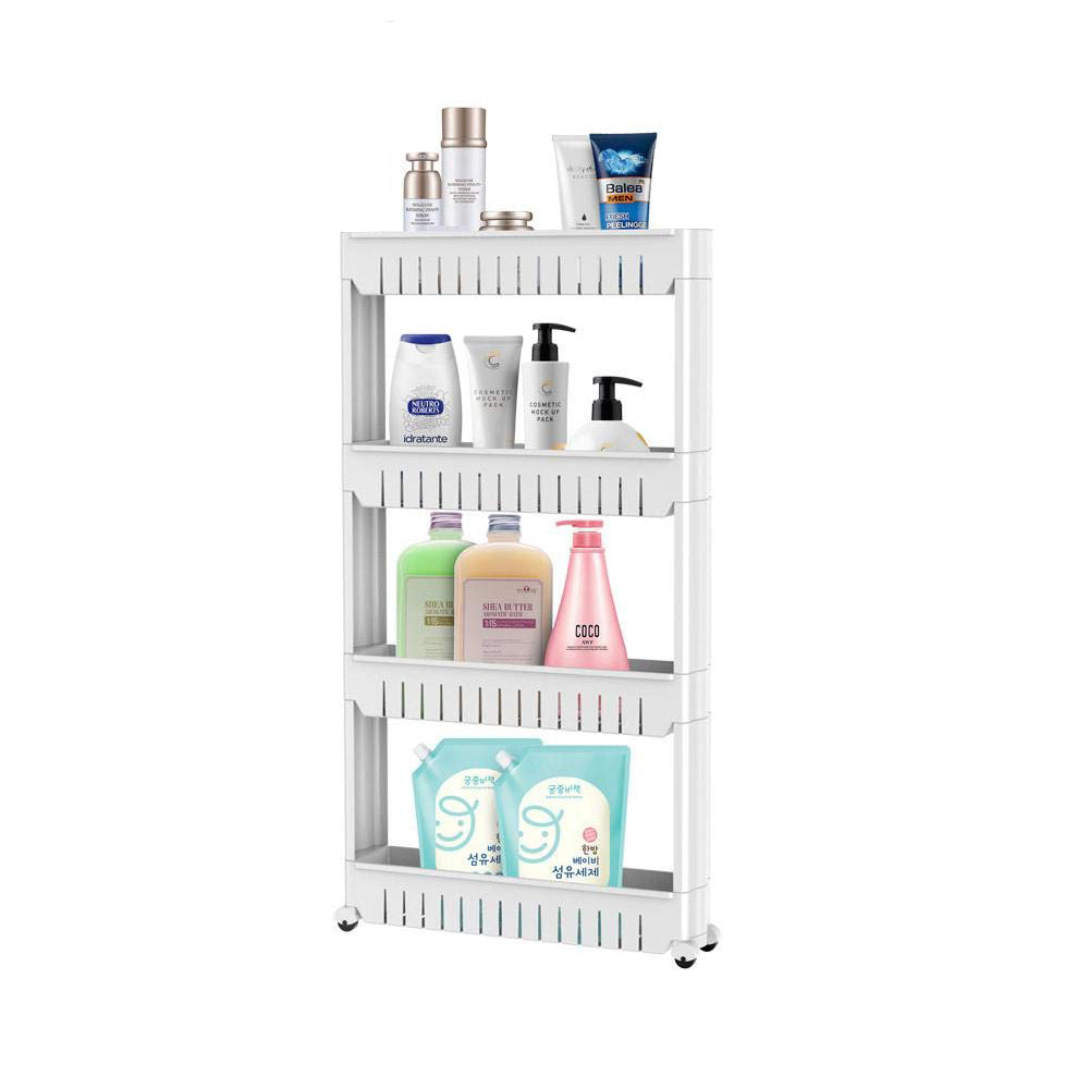 Slim 4 Tier Storage Trolley Cart White