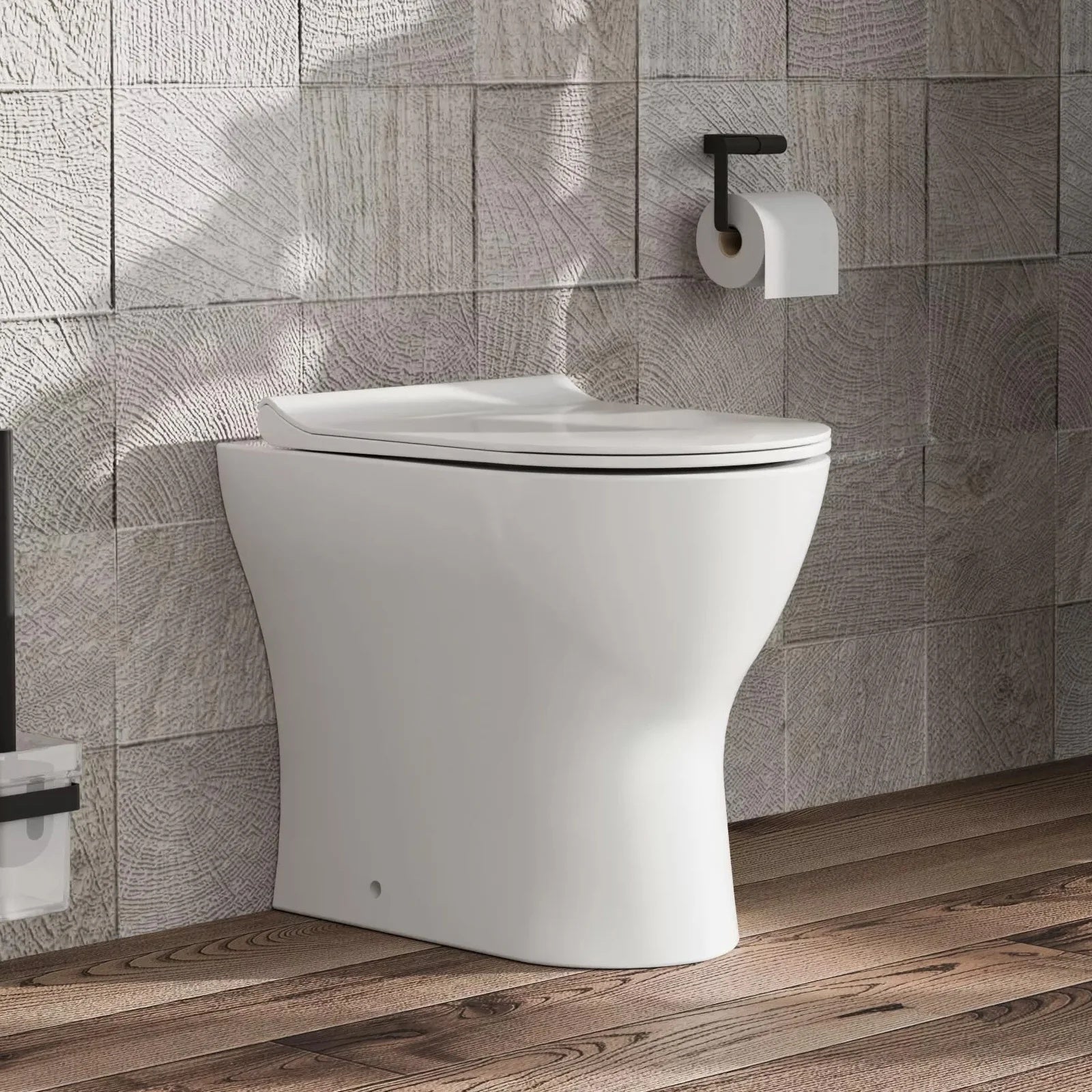 Back to Wall Rimless Toilet Pan With Soft Close Seat - White
