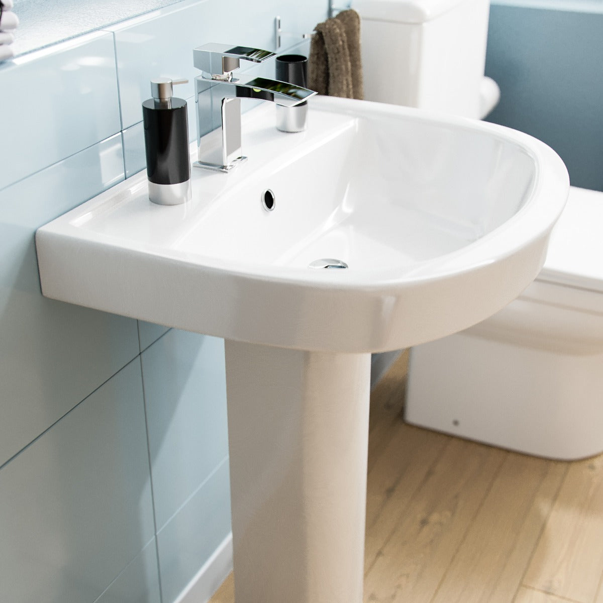 White 550mm ECO Basin With Full Pedestal