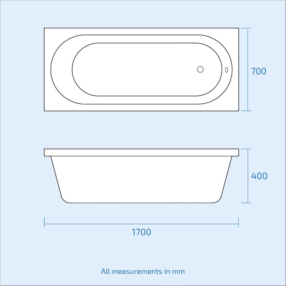 White 1700mm Bath 500mm Vanity Basin Unit with Modern Rimless Toilet