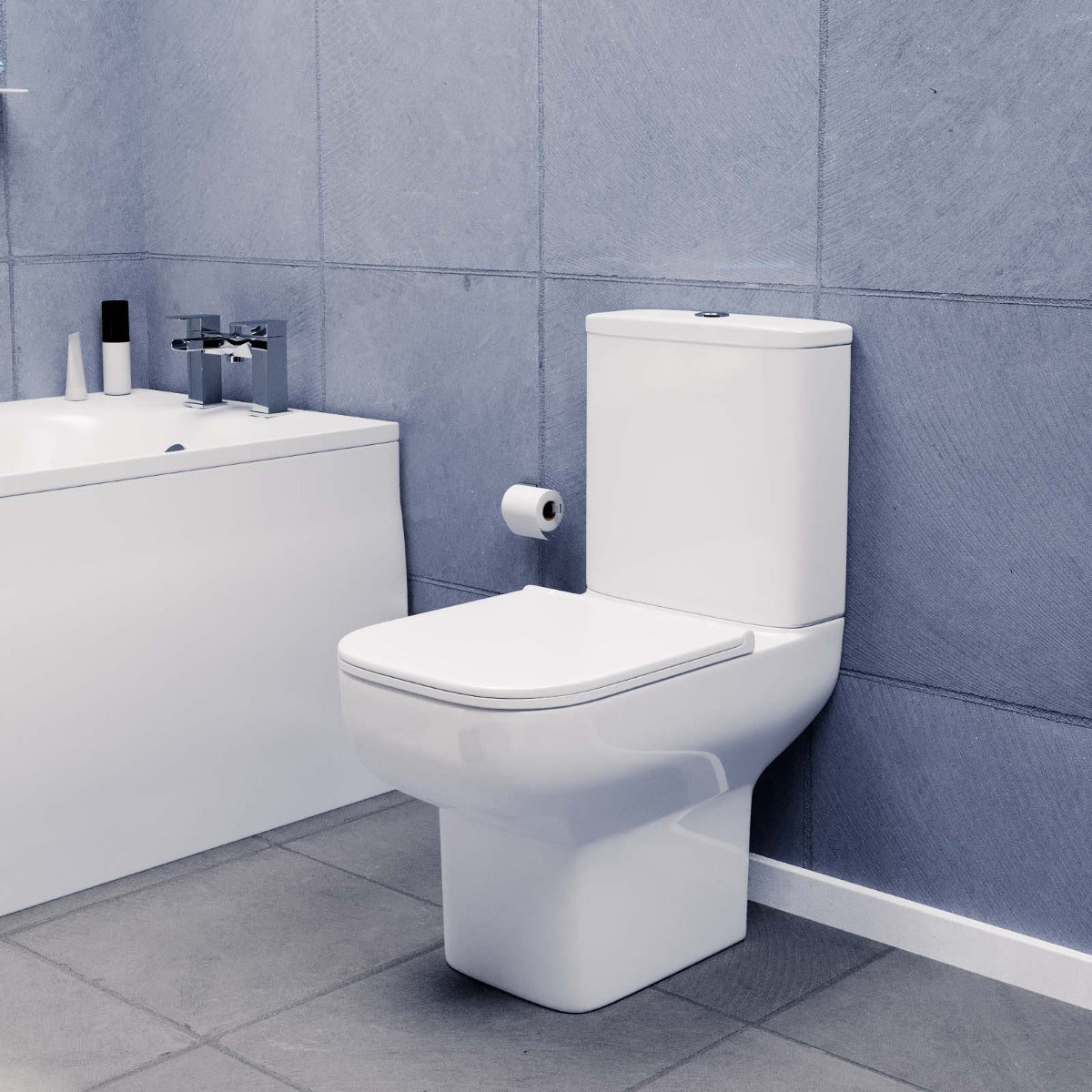 Cobalt 1700mm Bath, Pedestal Basin And WC Toilet 3 Piece Bathroom Suite White