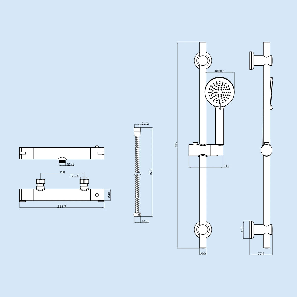 1400mm Bathtub With Screen, 515mm Vanity, Close Coupled Toilet - Set with Chrome Fittings