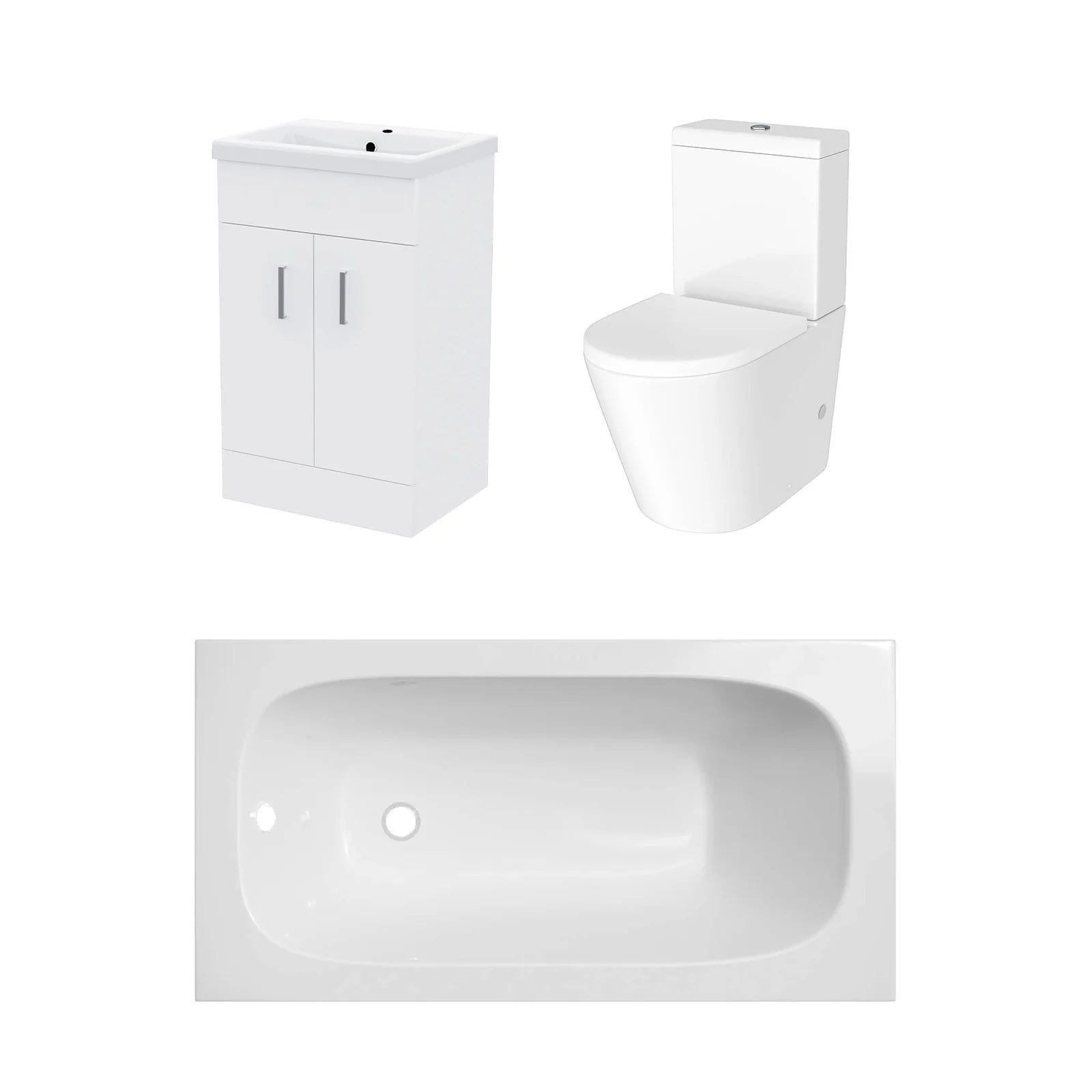 Bathroom Suite 1400mm Round Bathtub With Freestanding Vanity & Close Coupled Toilet